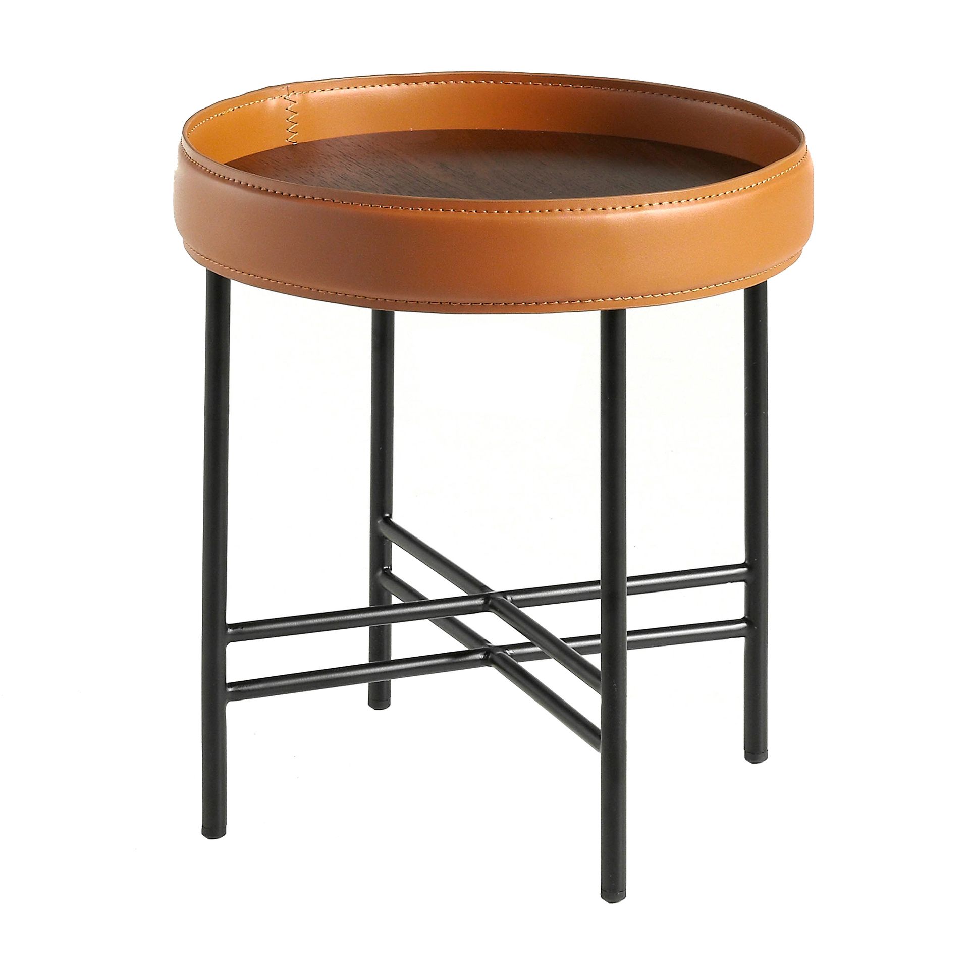 Side Table Leather Brown