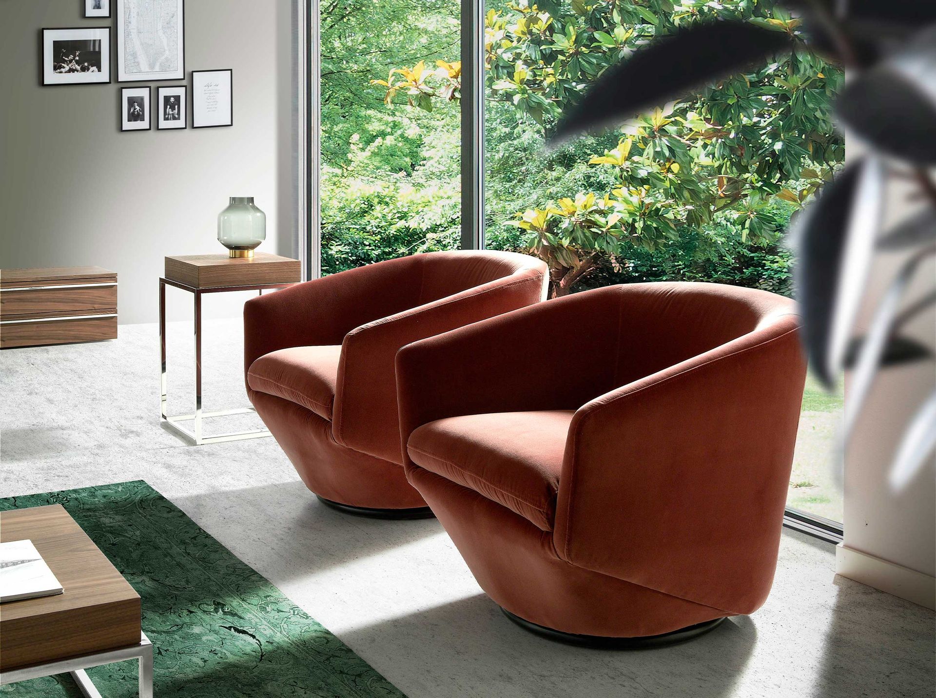 Armchair Swivel Velvet Peach
