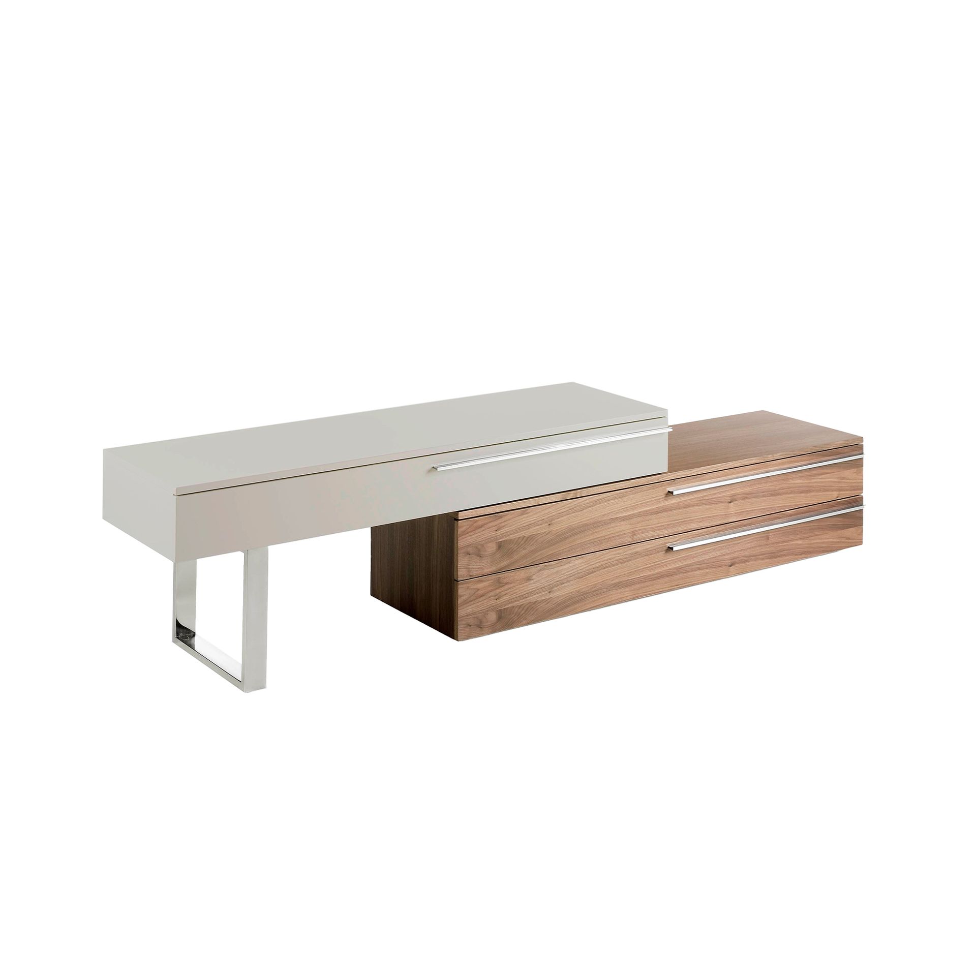 Lowboard walnut veneer stainless steel cream