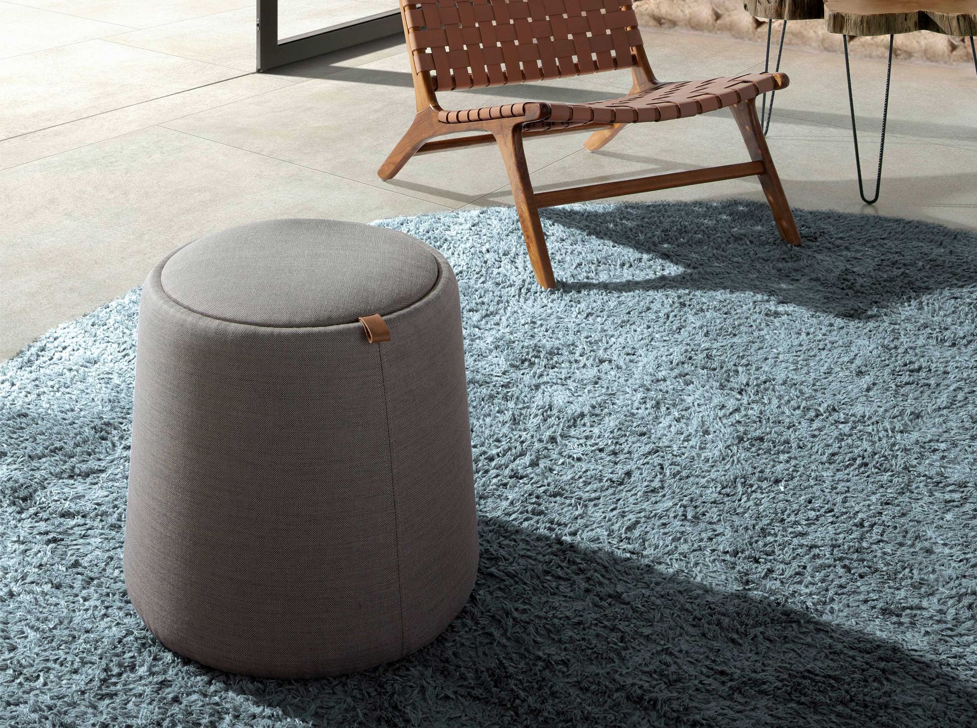 Pouf mit integriertem Stauraum Grau Ø 44cm