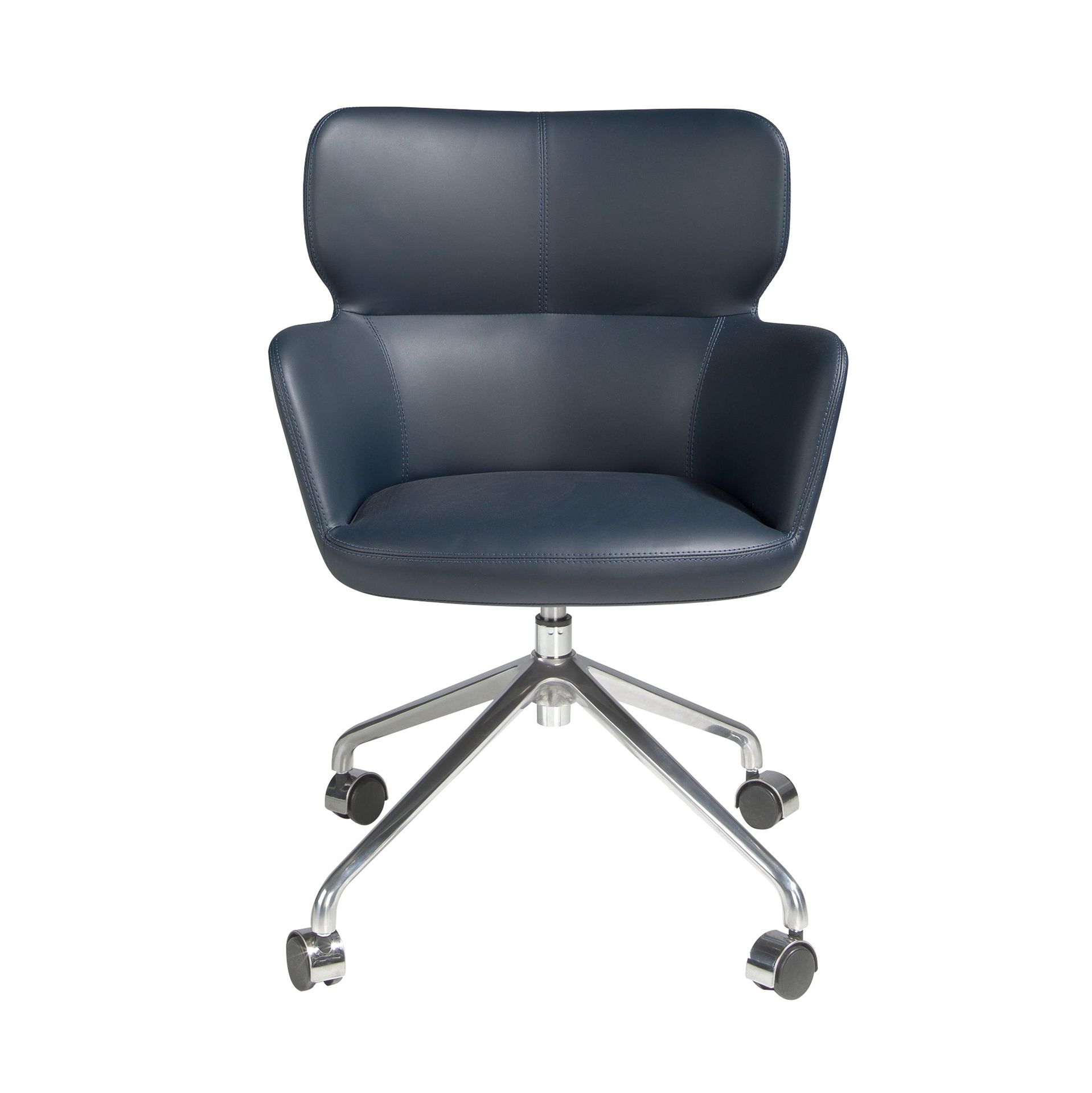 4110 Bürostuhl Drehbar Kunstleder Edelstahl Blau