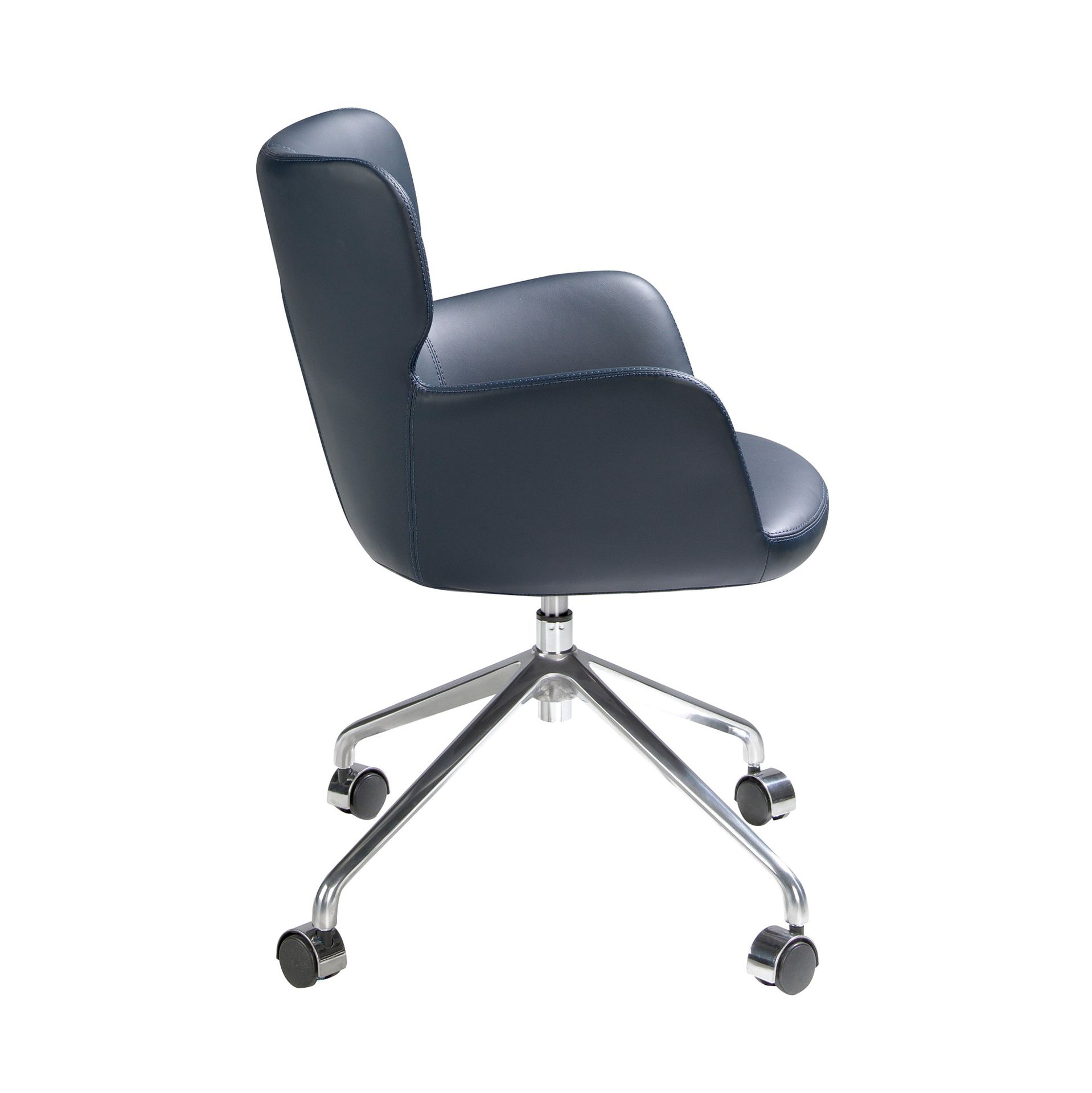 4110 Bürostuhl Drehbar Kunstleder Edelstahl Blau