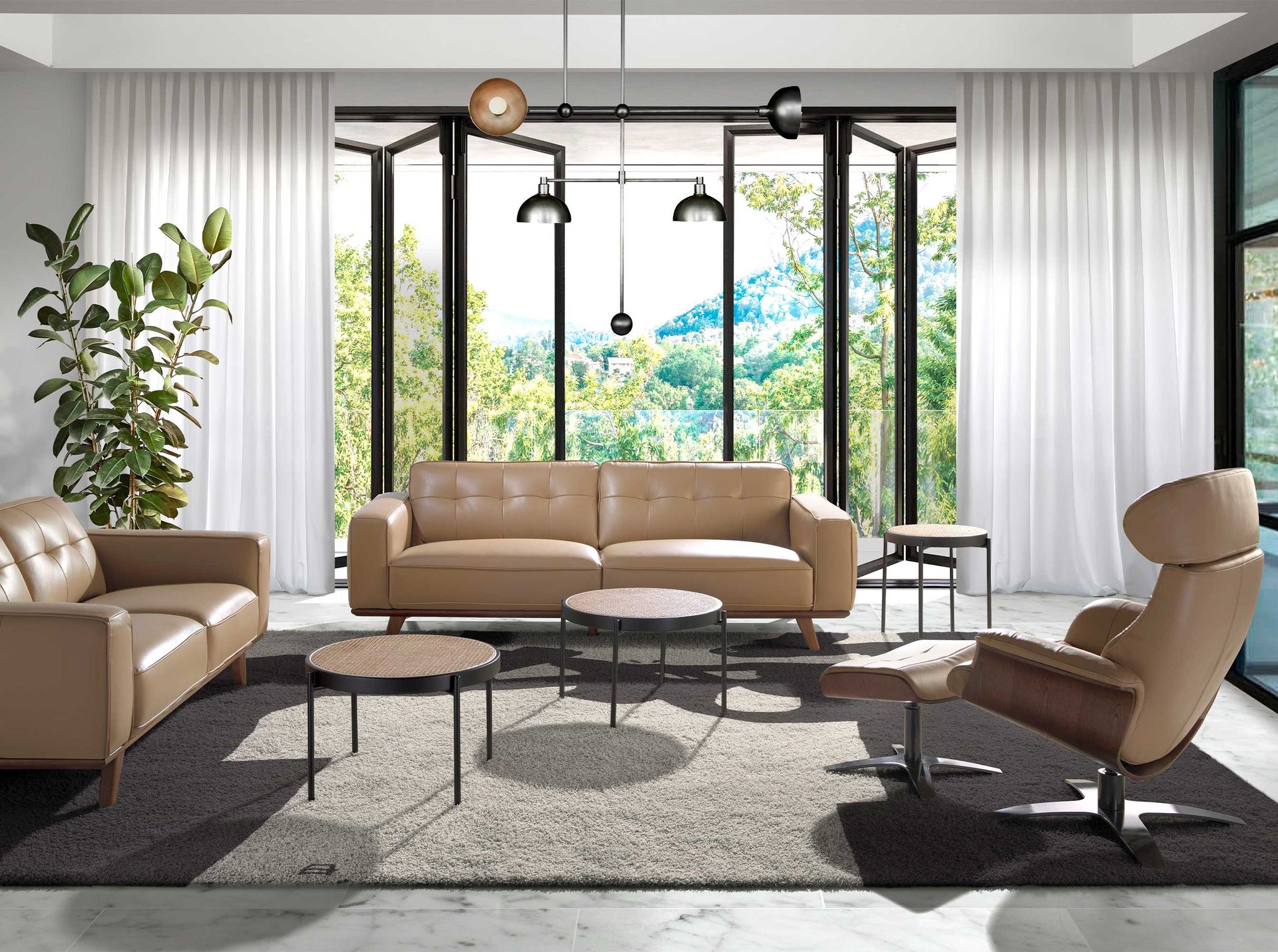 2111 Coffee table rattan stainless steel brown