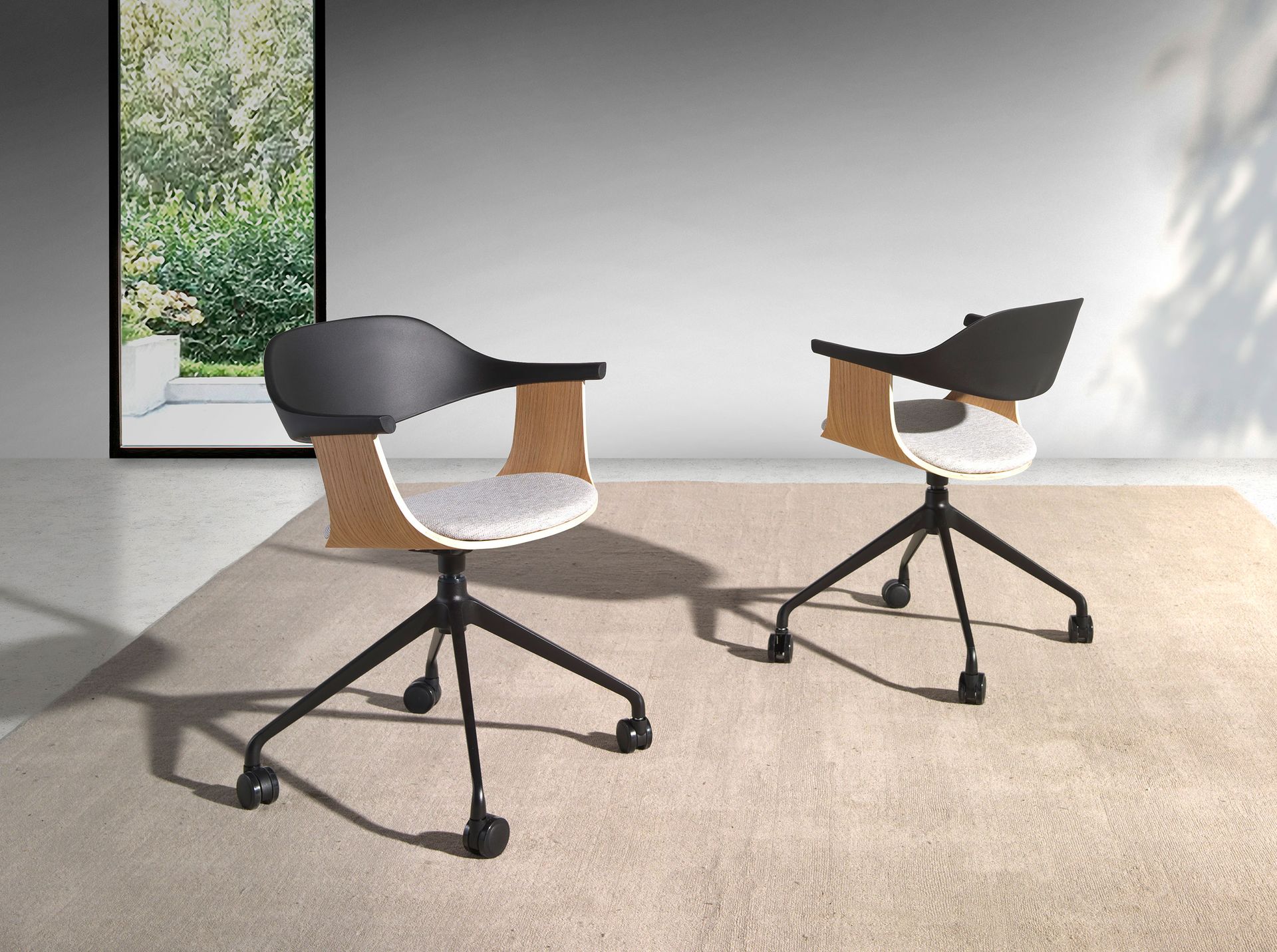 Office chair swivel oak veneer grey