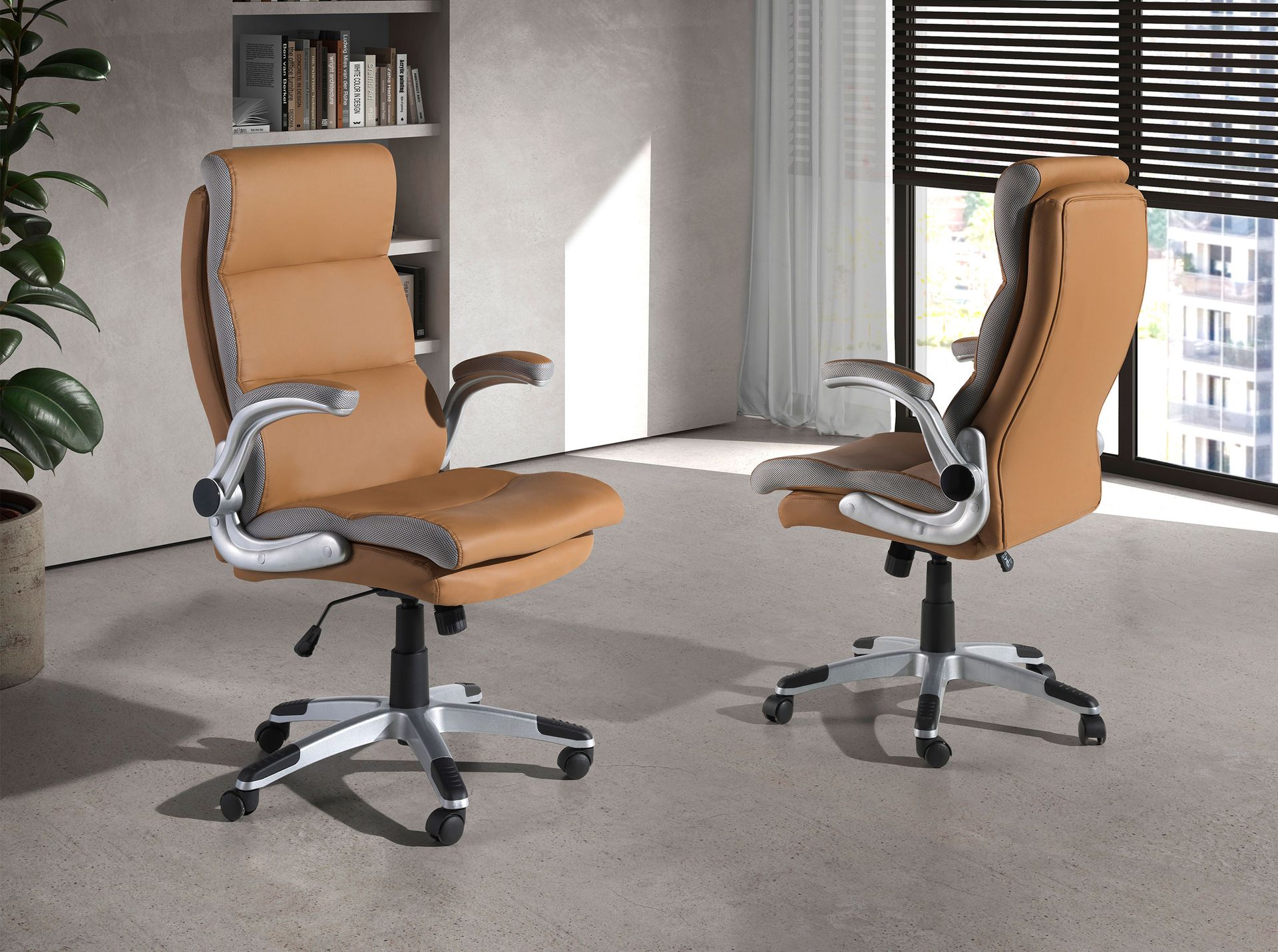 4141 Office Chair Swivel Faux Leather Brown