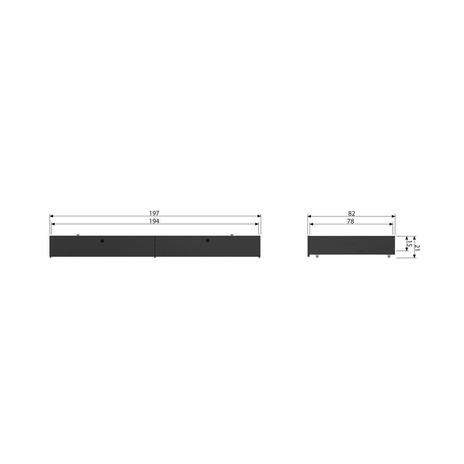 Joep Bed frame Pine wood Black
