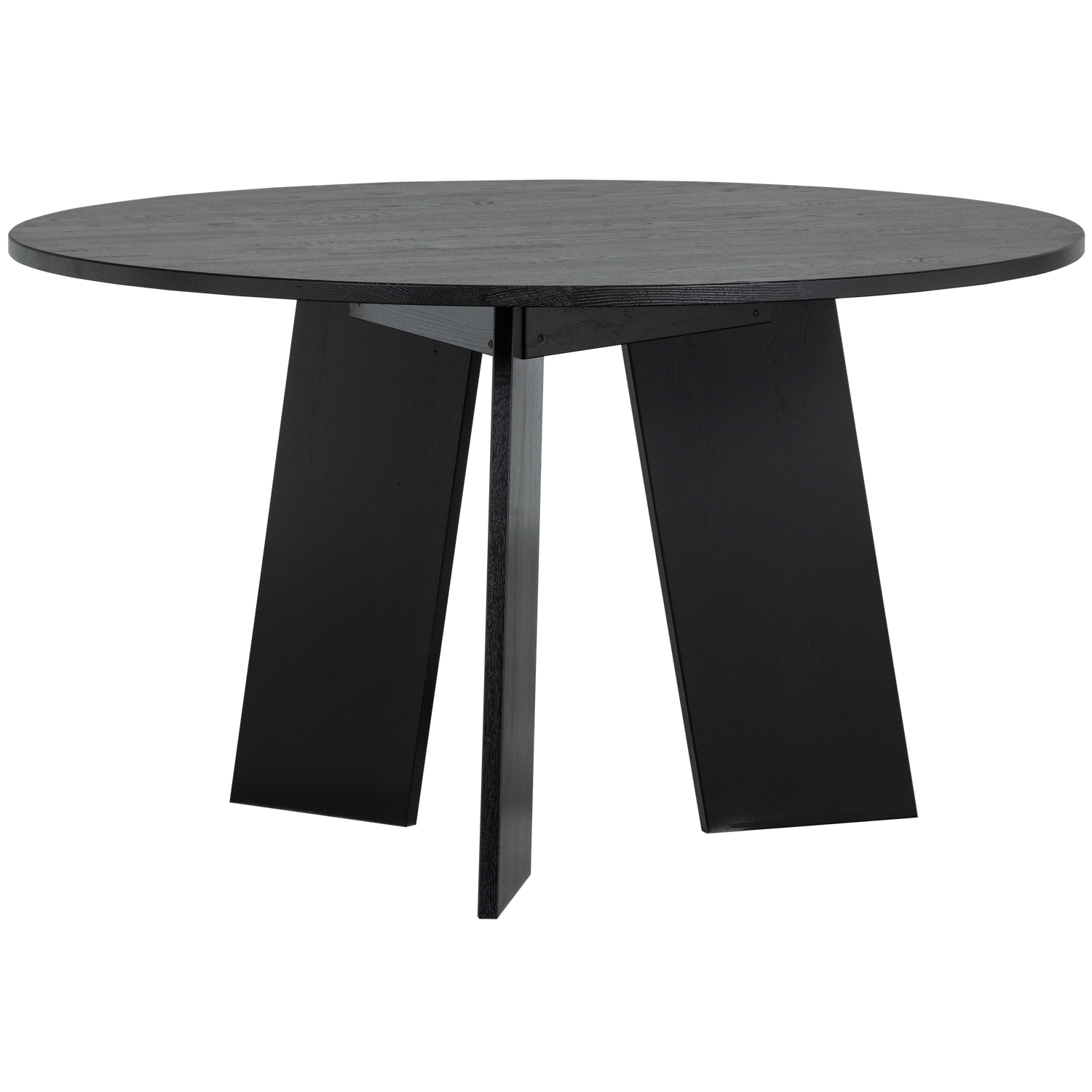 Fries Dining Table Oak Wood Black Ø 129cm