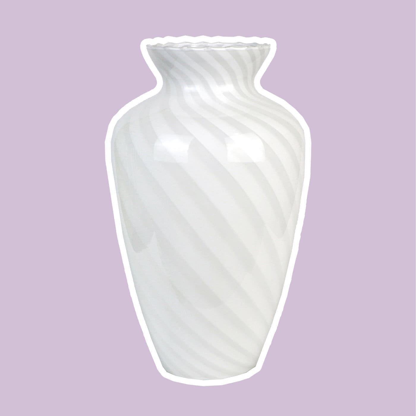 Vaso Vintage Swirl Vetro di Murano Bianco Anni '50