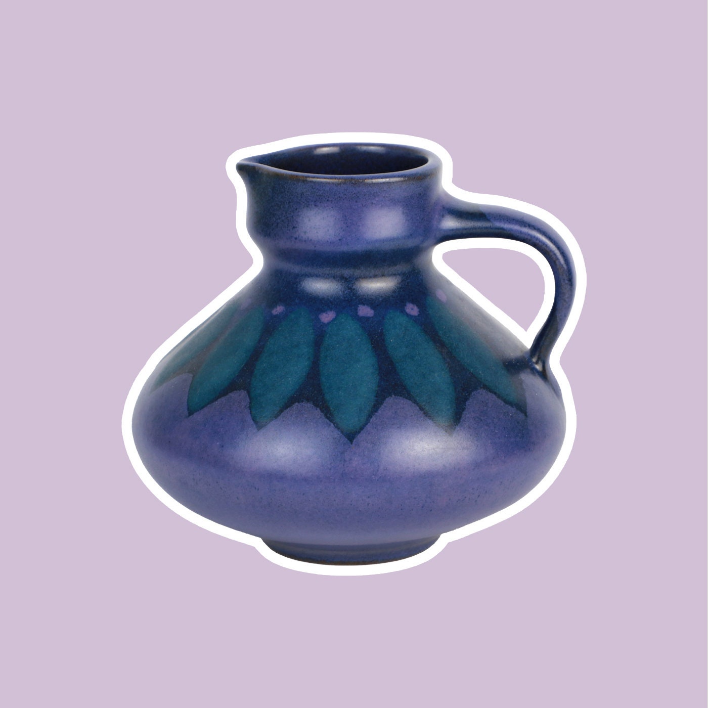 Vaso da fiori vintage con manico, porcellana anni '70