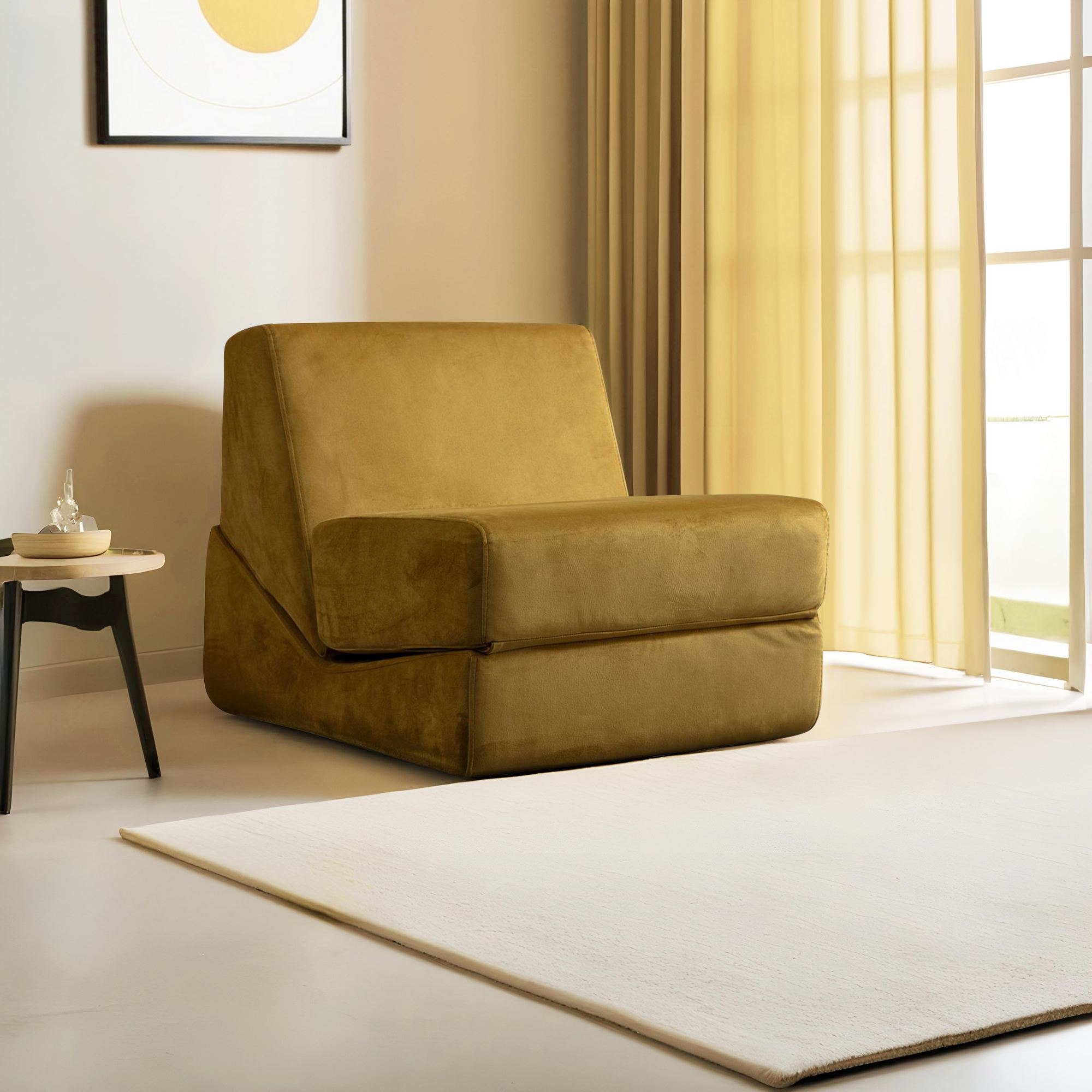 Origami Poltrona Chaiselongue Trasformabile Giallo Senape