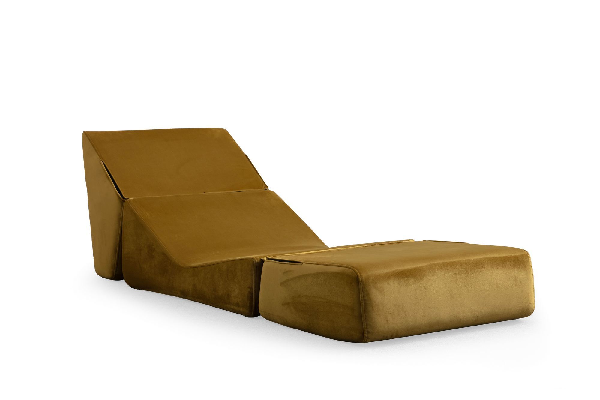 Origami armchair chaise longue convertible mustard yellow