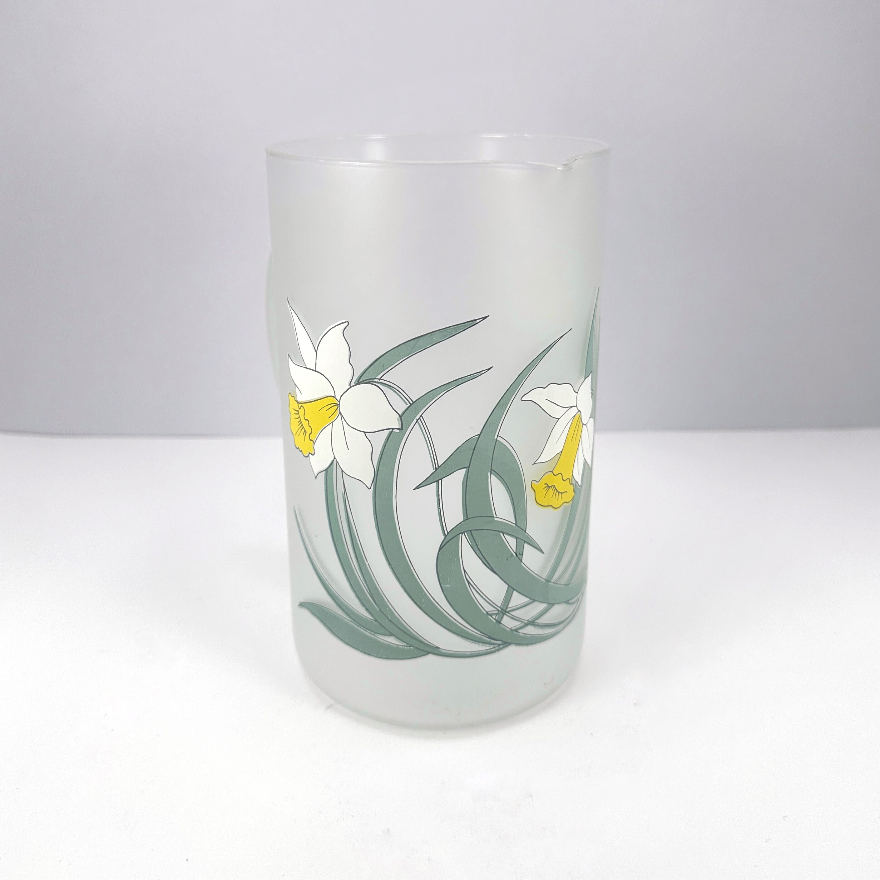 Italian Glass Carafe Glass Floral Pattern Matte Satin