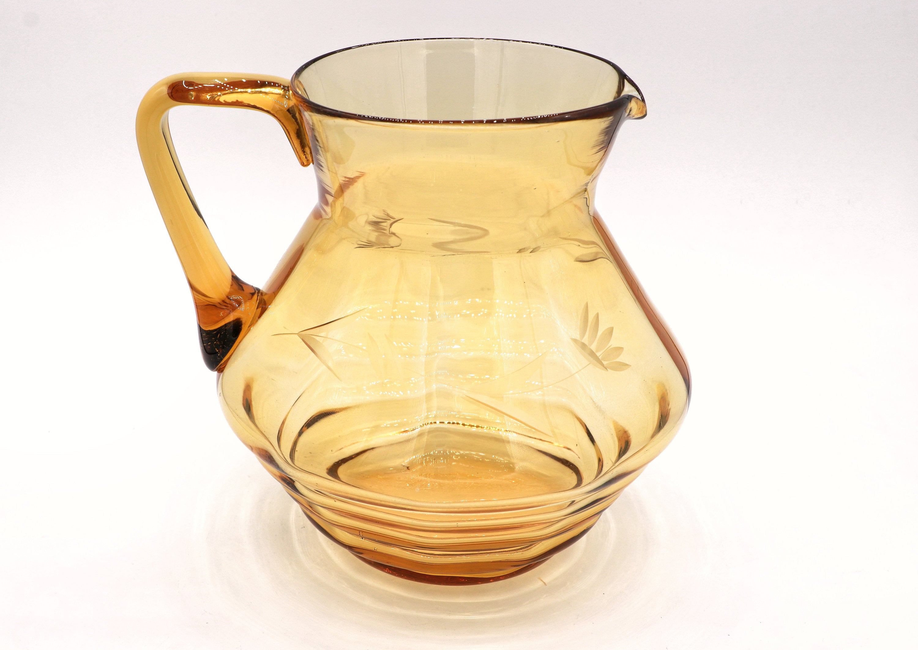 Vintage Art Deco Carafe Glass Yellow 1930s