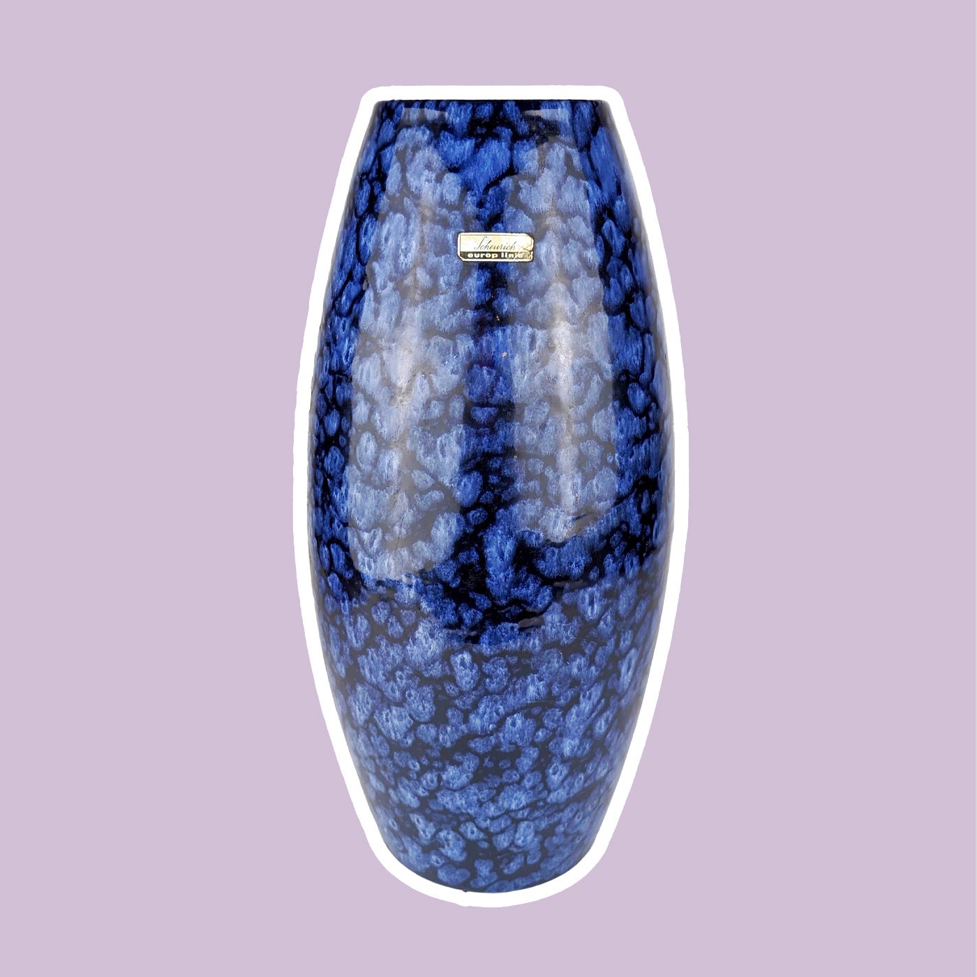 Vintage Vase Keramik Blau 1970er Jahre
