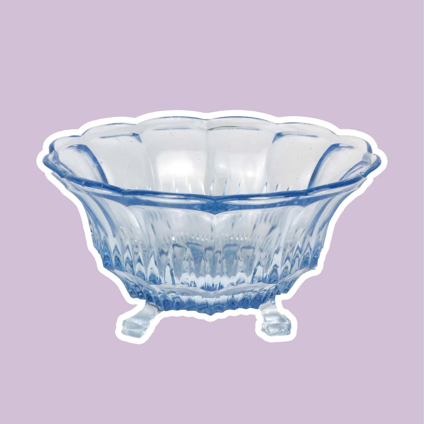 Vintage Art Deco Bowl Glass Blue 1930s