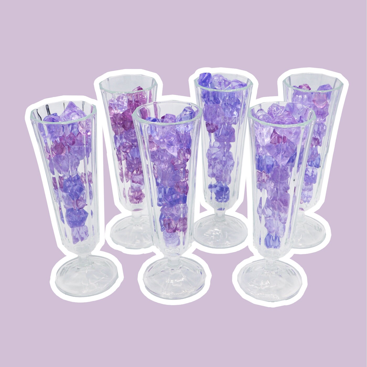 6x Vintage Sparkling Wine Glass Crystal 1980s