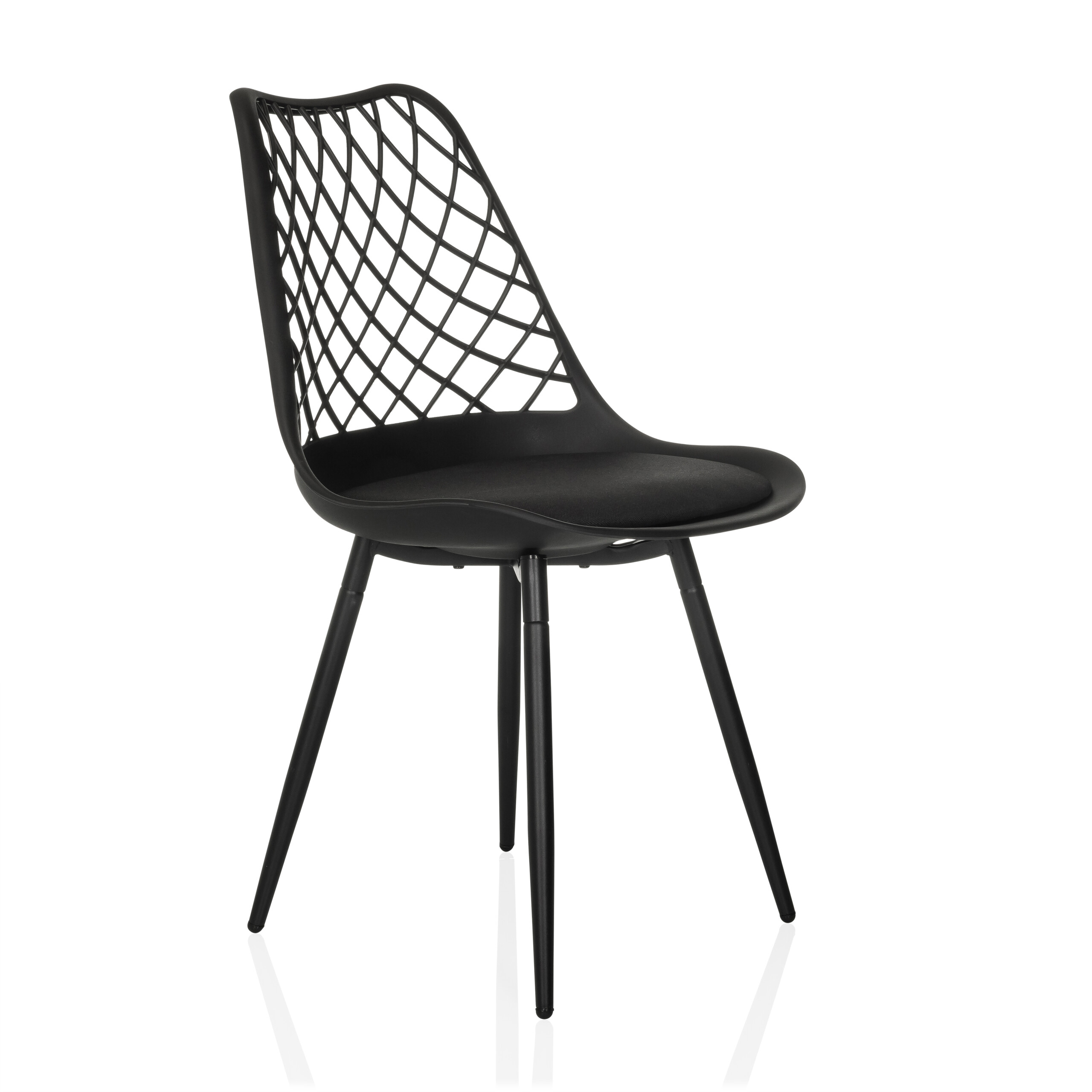 Begio S Shell chair with seat cushion Black
