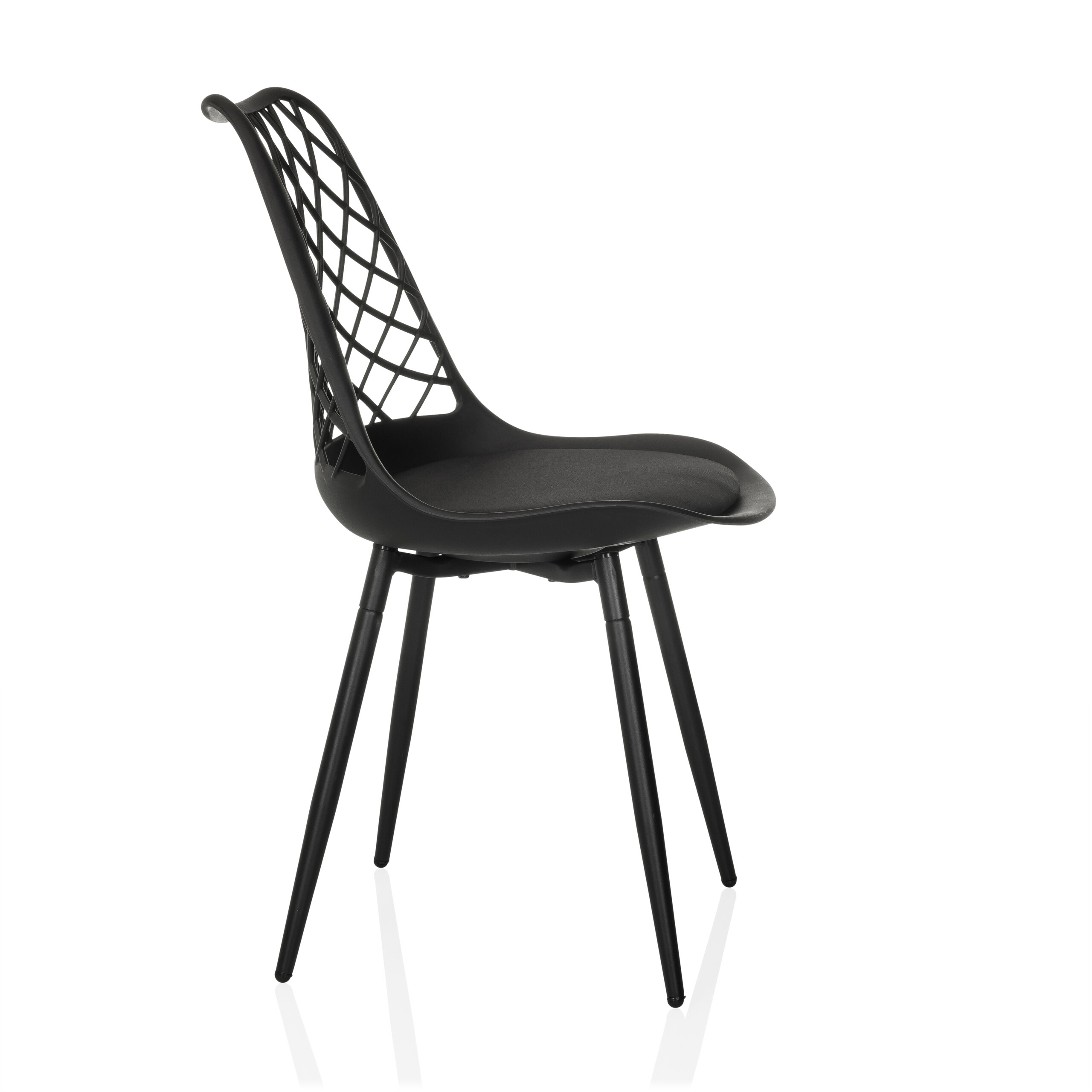 Begio S Shell chair with seat cushion Black