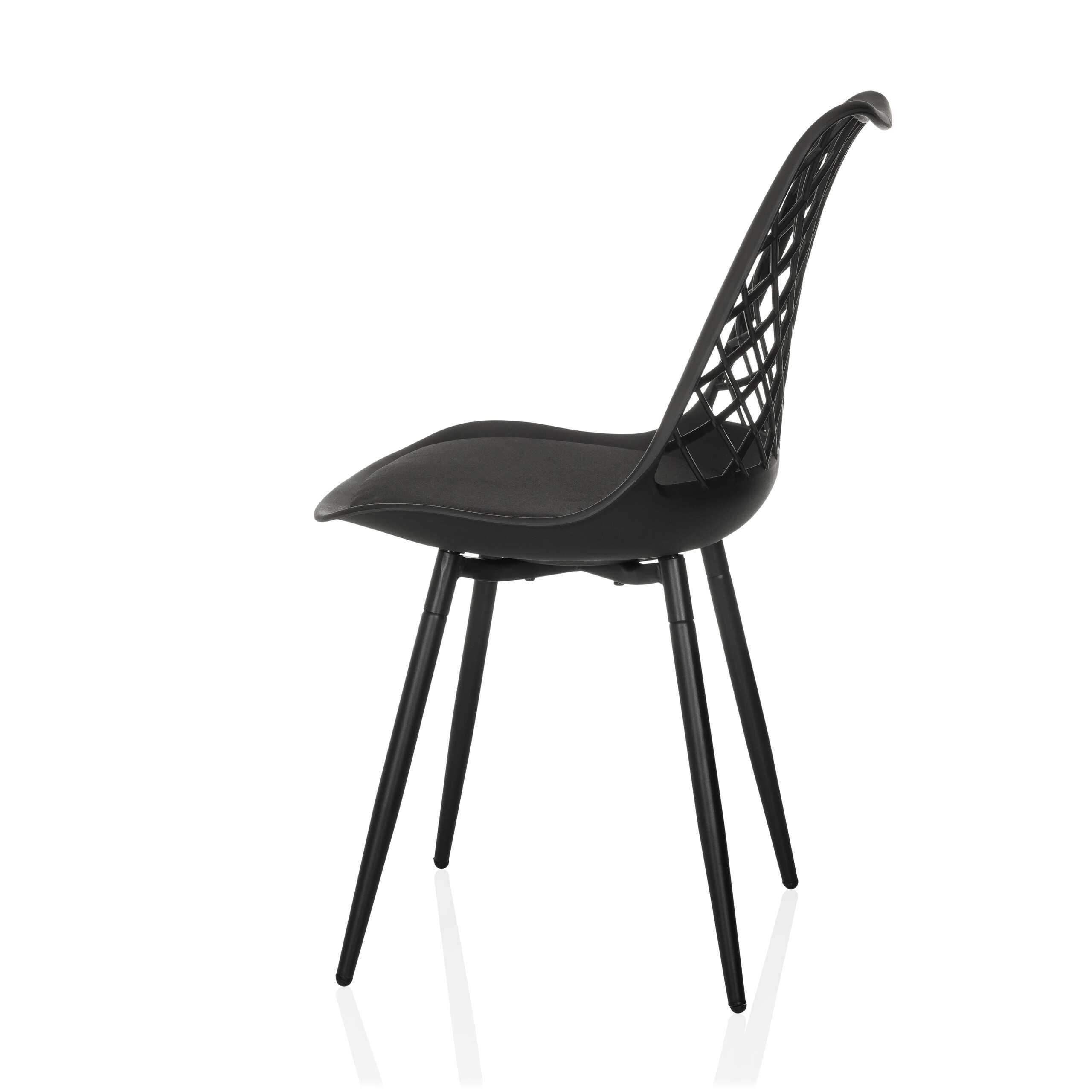 Begio S Shell chair with seat cushion Black