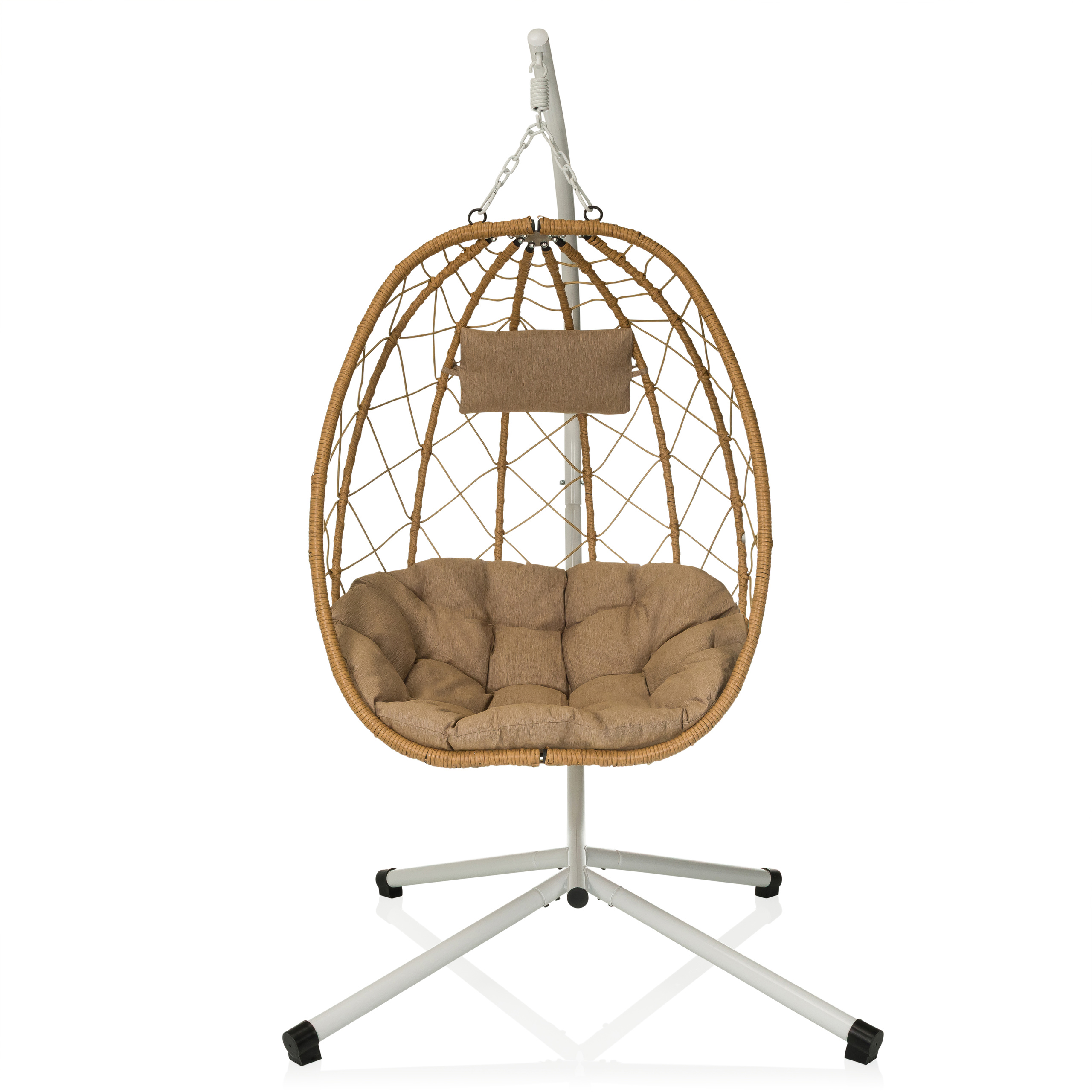 Cocova Hanging chair with frame & cushion Beige
