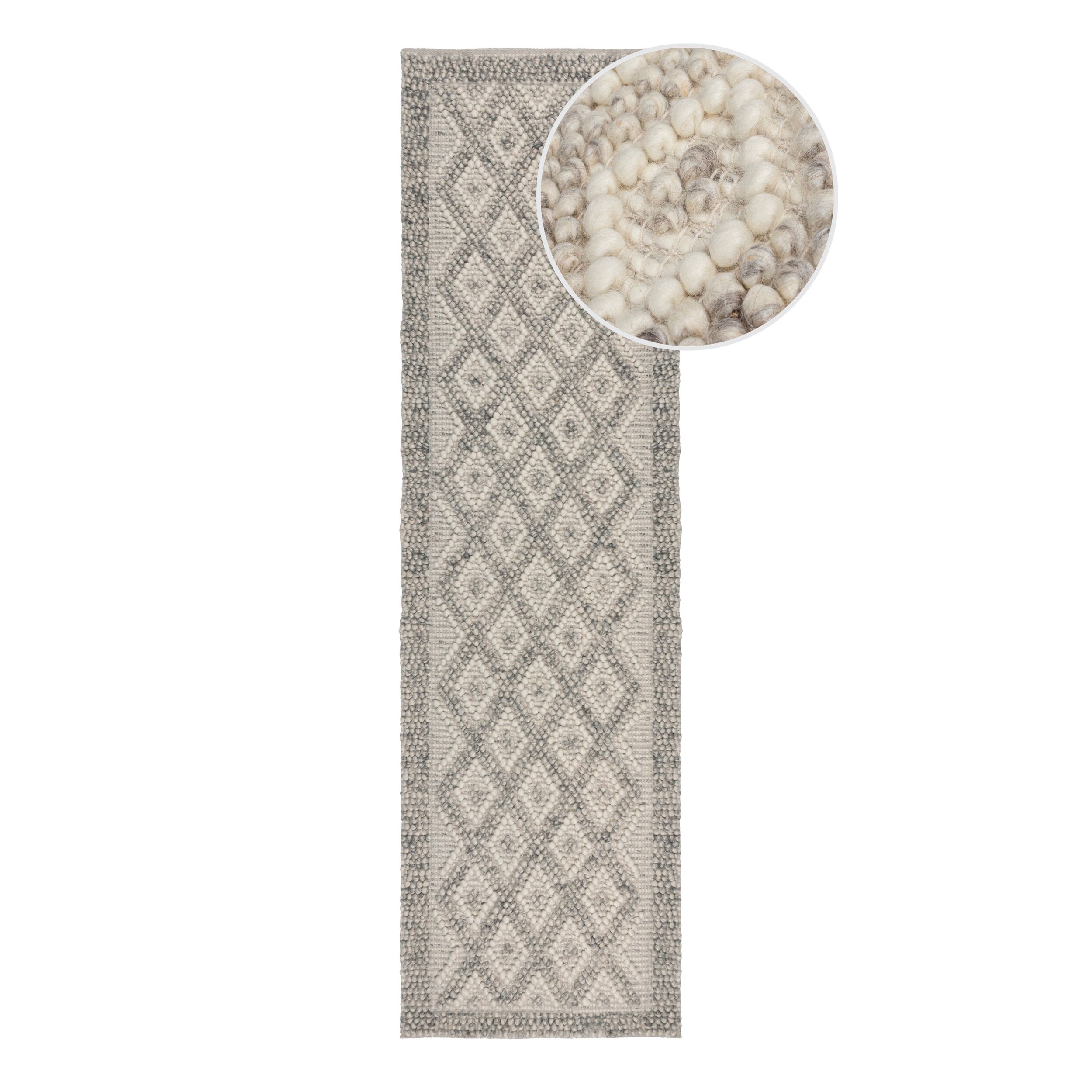 Minerals Diamond Runner Grey 60x230cm