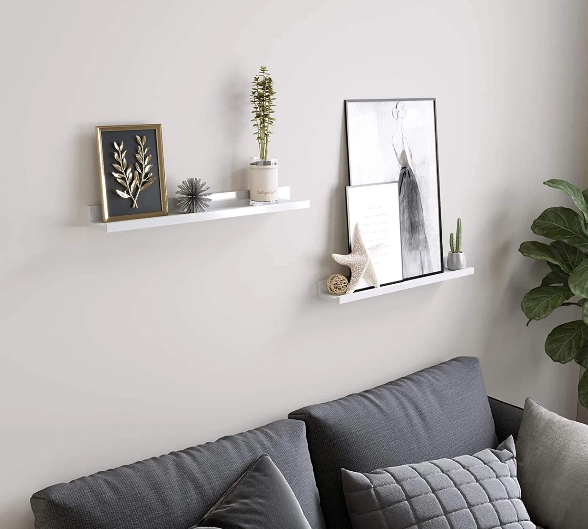 2x Wall shelf Stains White