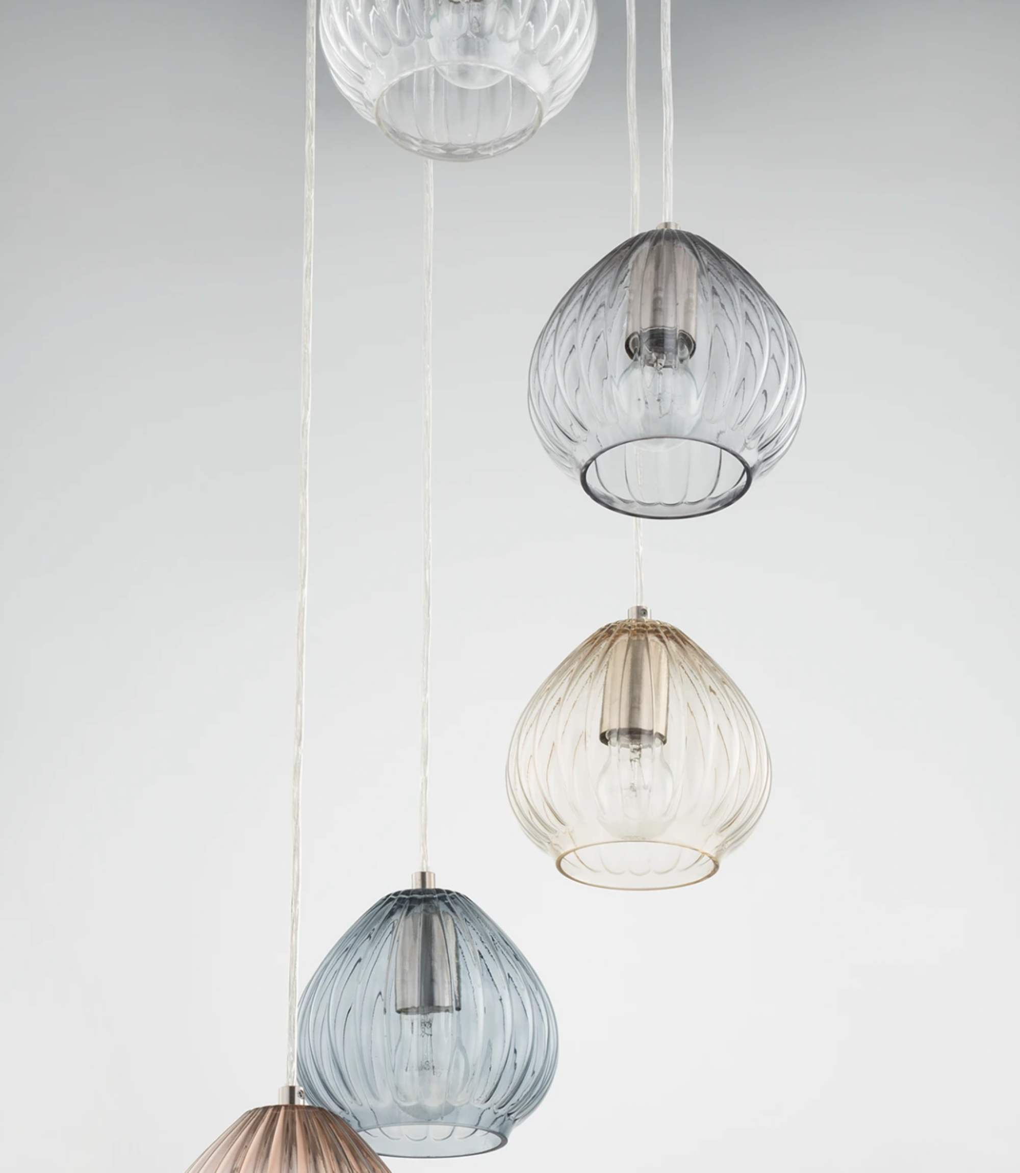 Pendant lamp Caid Iron / Glass 5-light