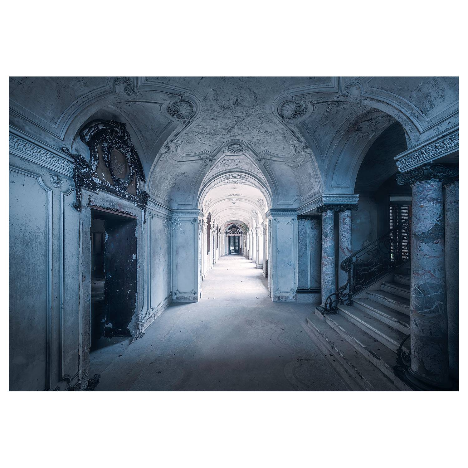 Vlies Fototapete Villa Blue Vlies Blau / Weiß