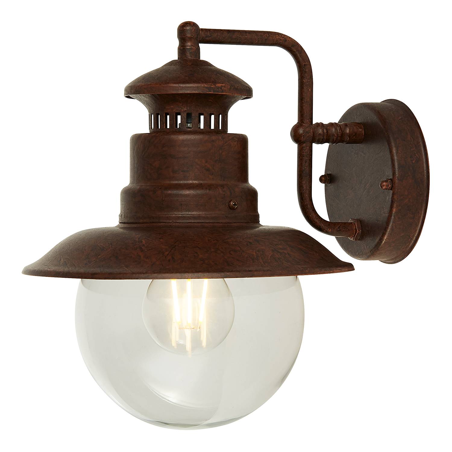 Station Wall lamp Clear glass Steel Brown