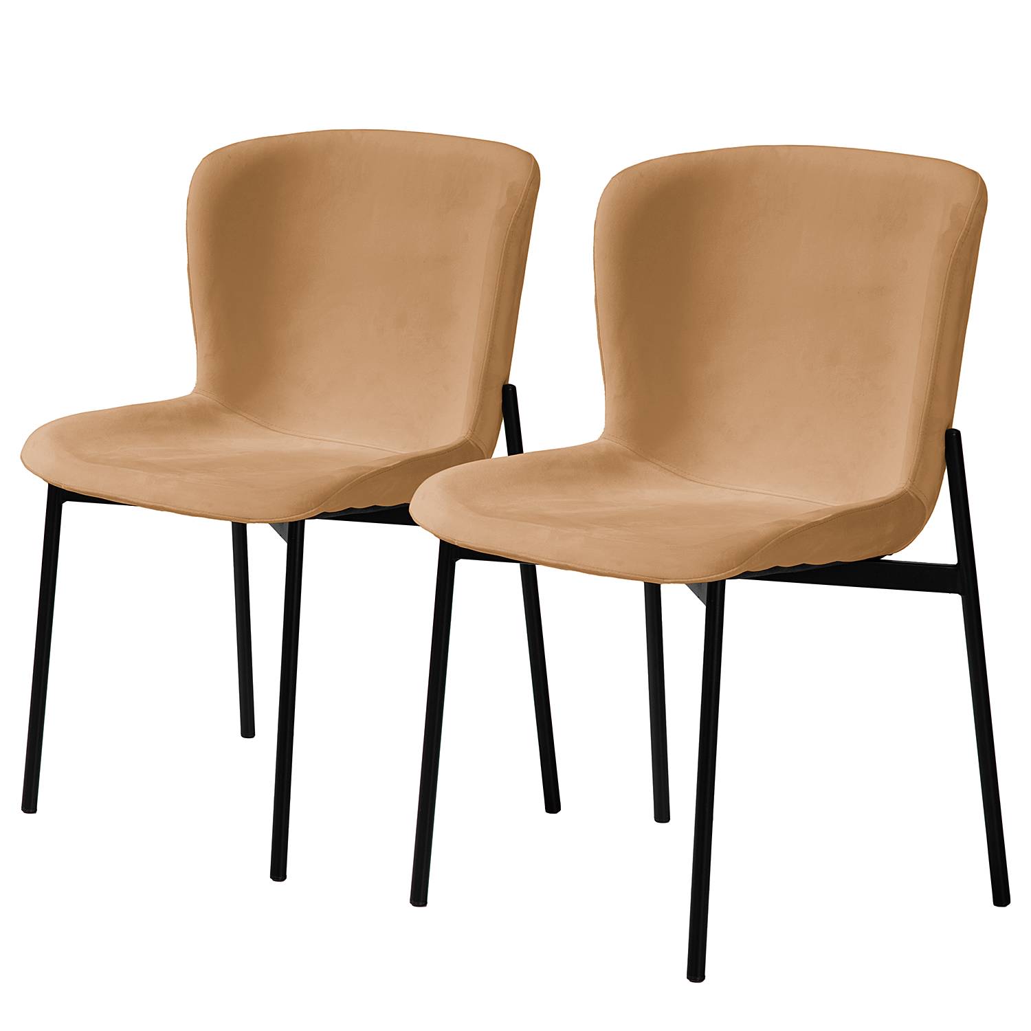 2x Upholstered chair Mouzon velvet caramel