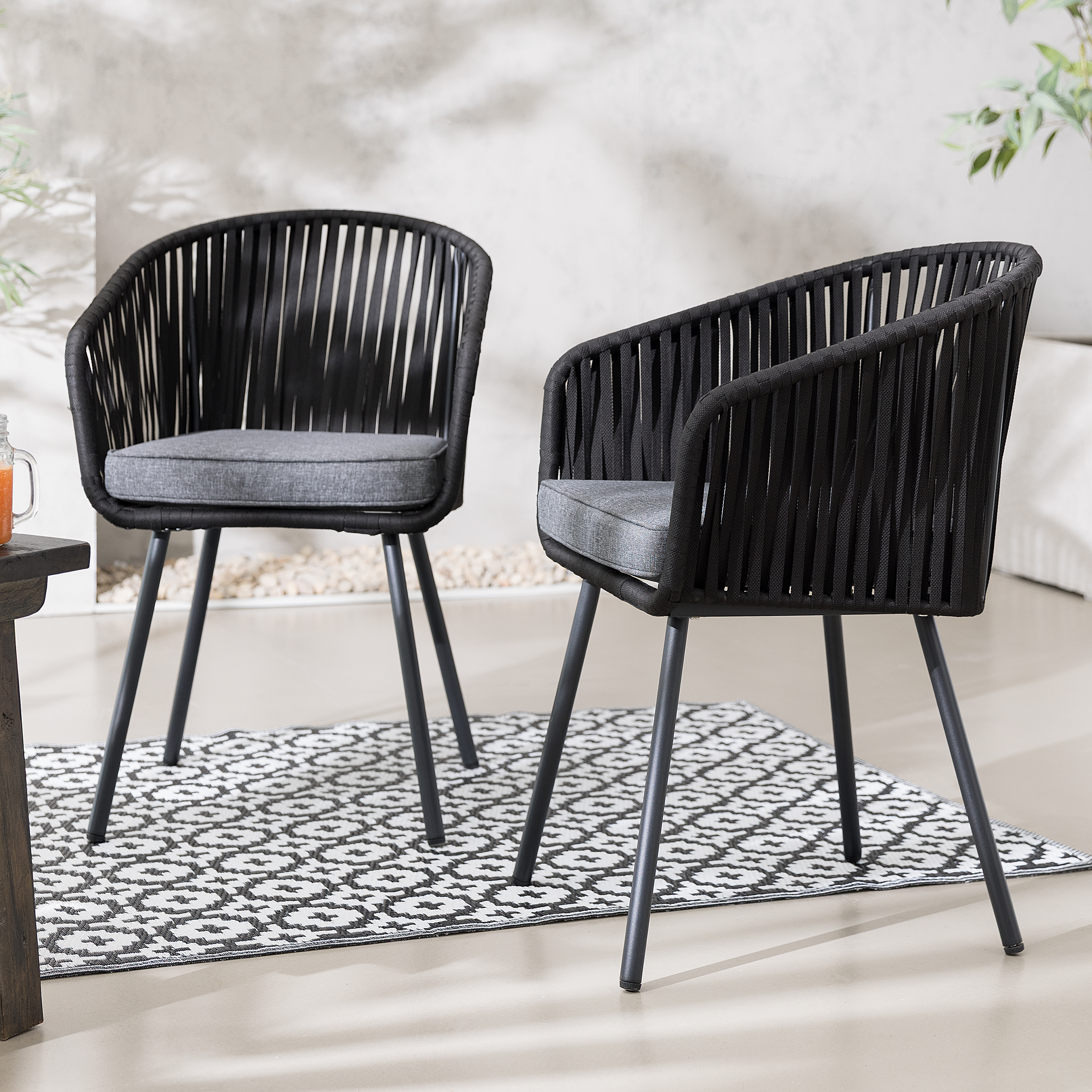 2x NOXI Gartenstuhl Schwarz