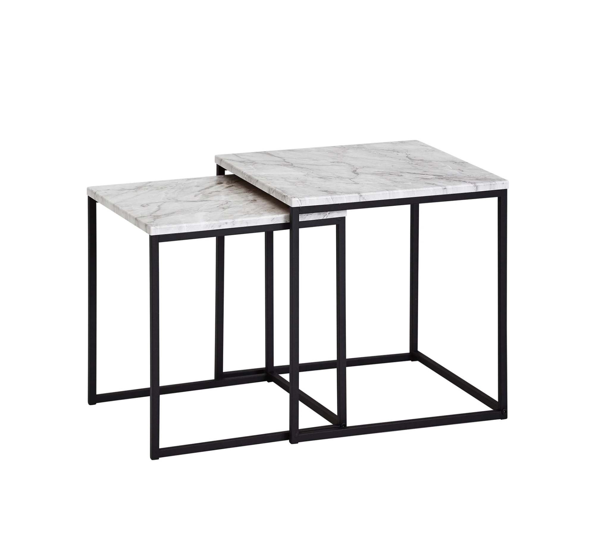 2x Beistelltisch Marmor Dekor Schwarz