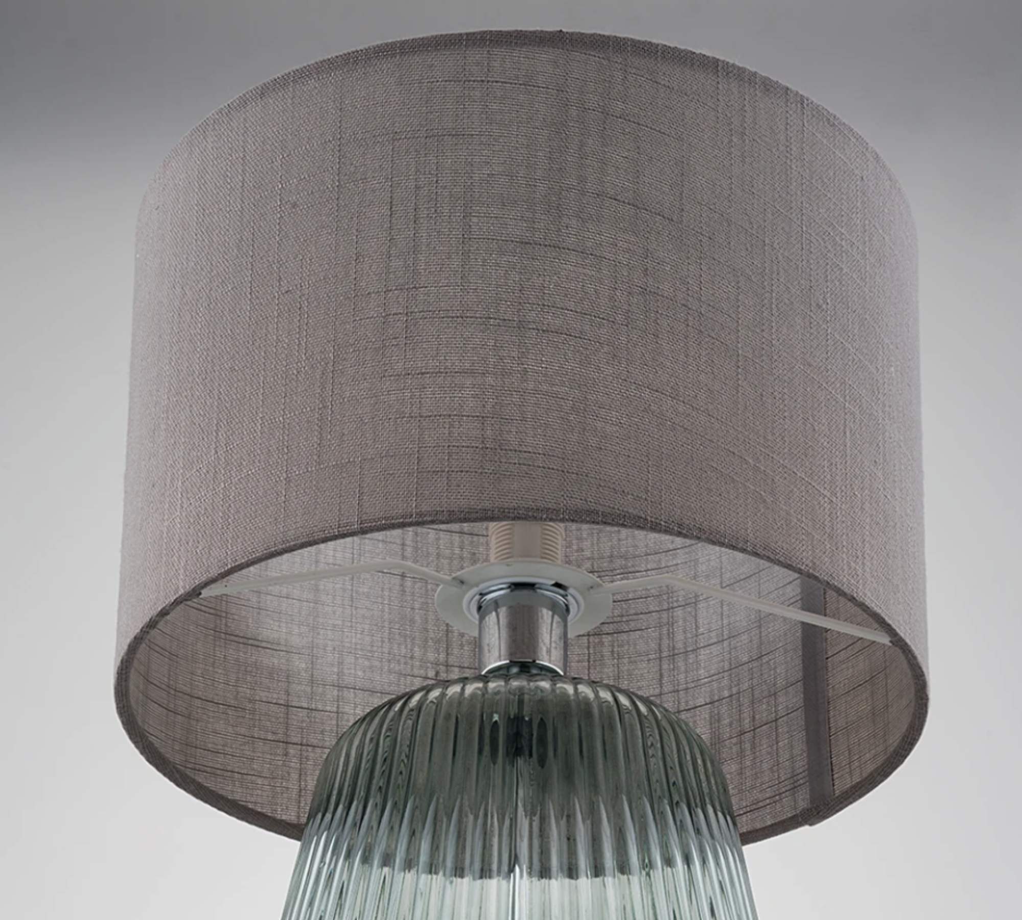 1-Flaming Table Lamp Linen Glass Grey