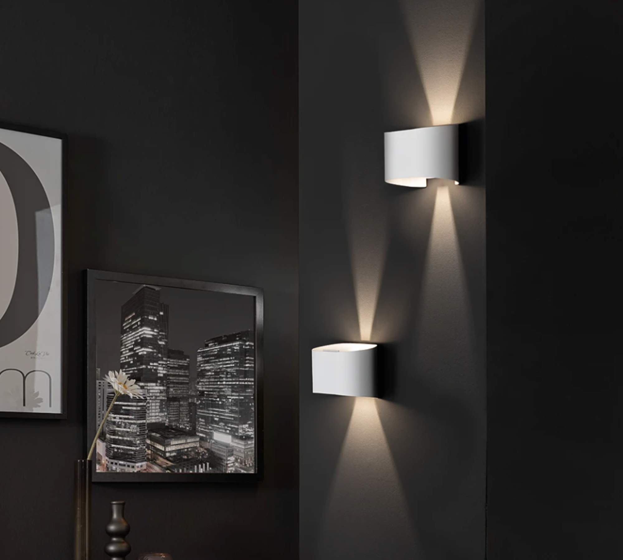 2-flame LED wall lamp aluminum white
