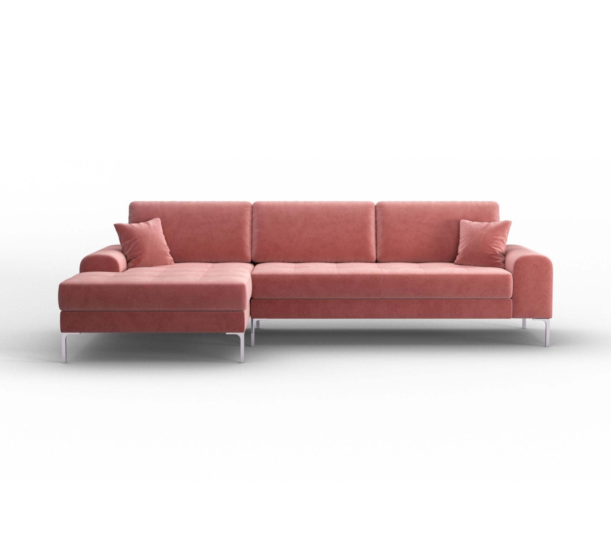 Ecksofa Rime mit Récamiere links Samt Rose