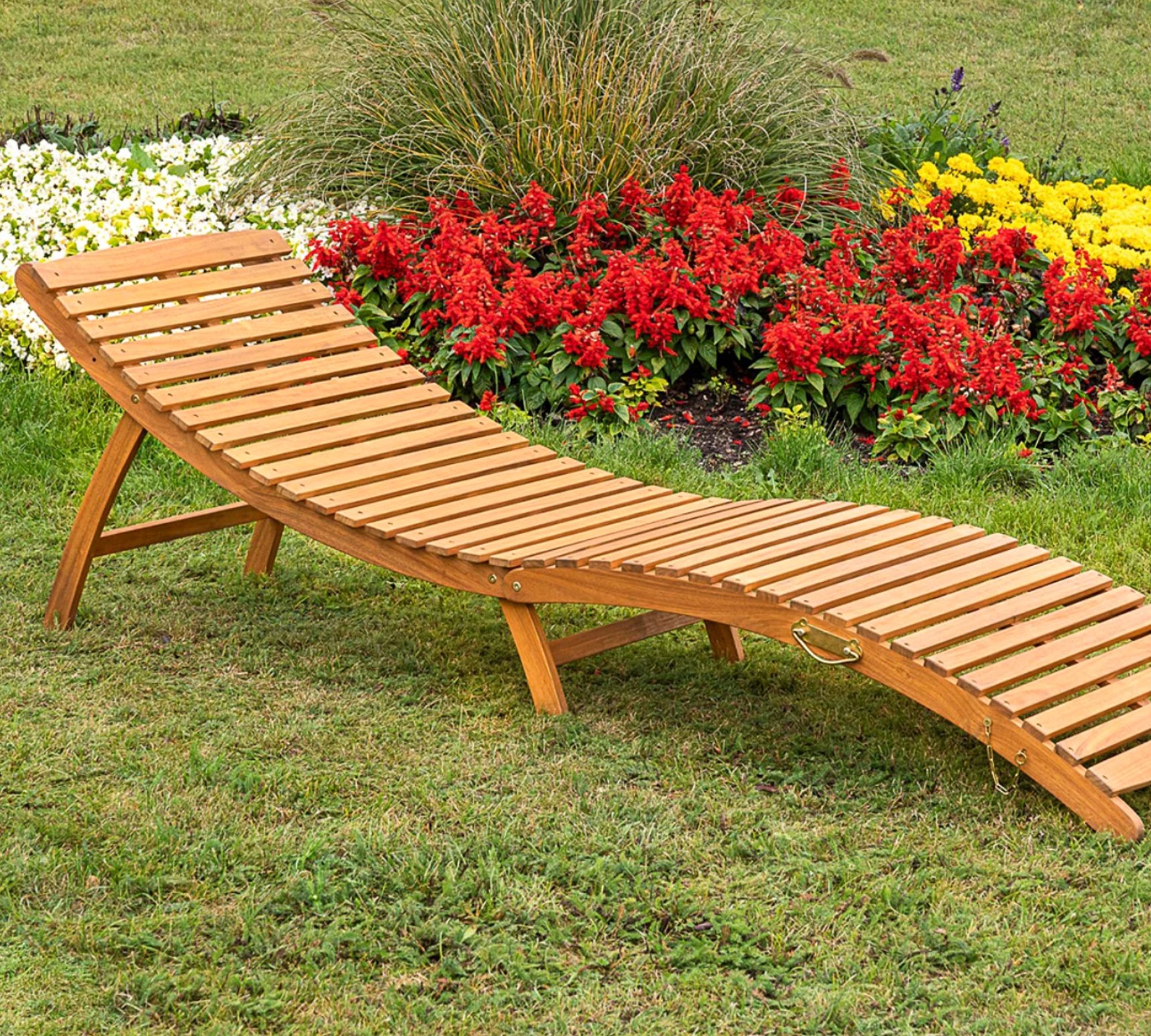 Gartenliege Akazie massiv Grau
