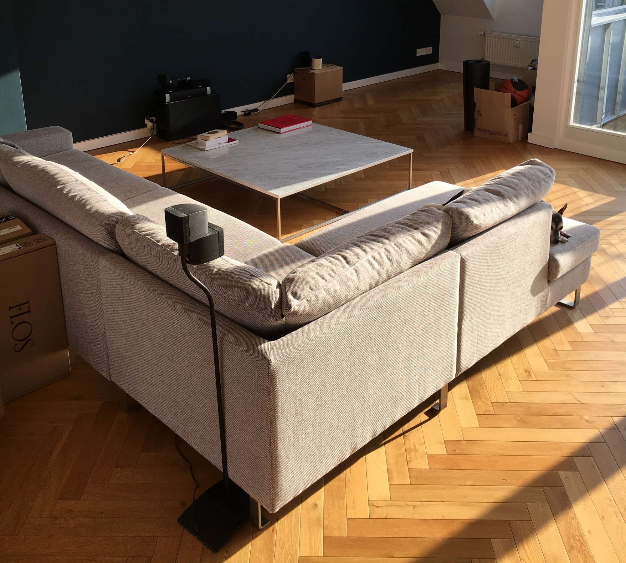 Indivi Ecksofa mit Loungemodul links Mojave Bezug Grau