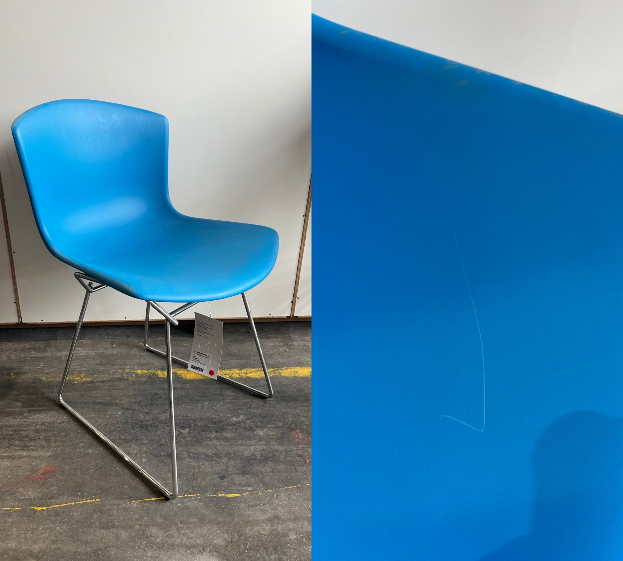 Bertoia Stuhl Chrom Blau