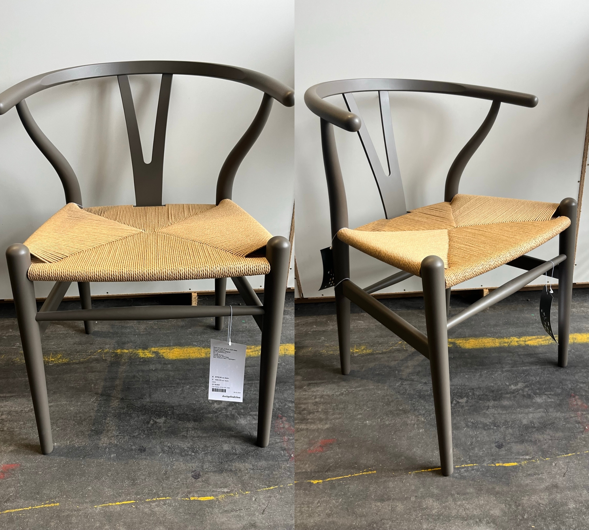 CH24 Soft Wishbone Dining Chair Beech Wood Slate Grey