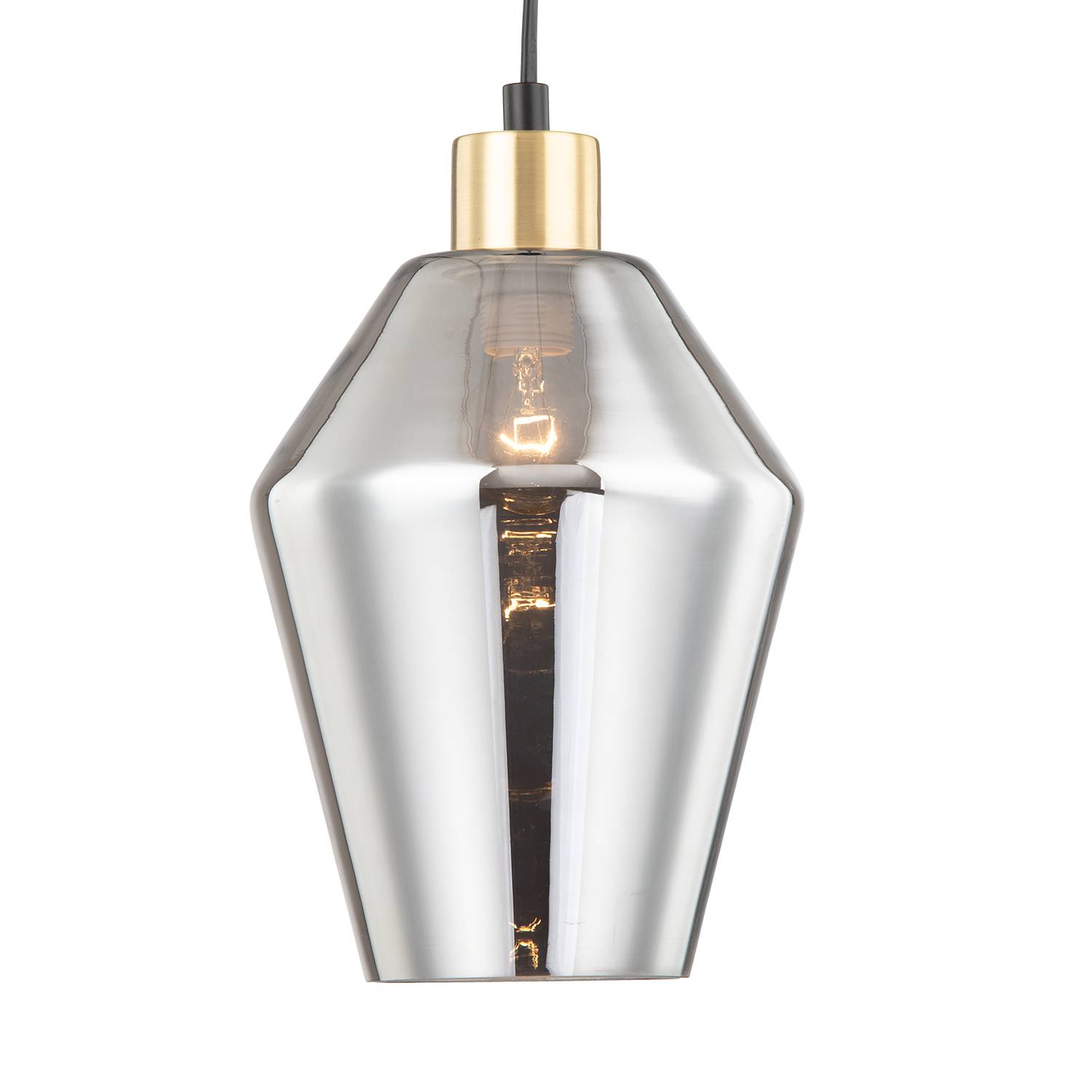 Pendant lamp Alonas smoked glass iron smoke grey