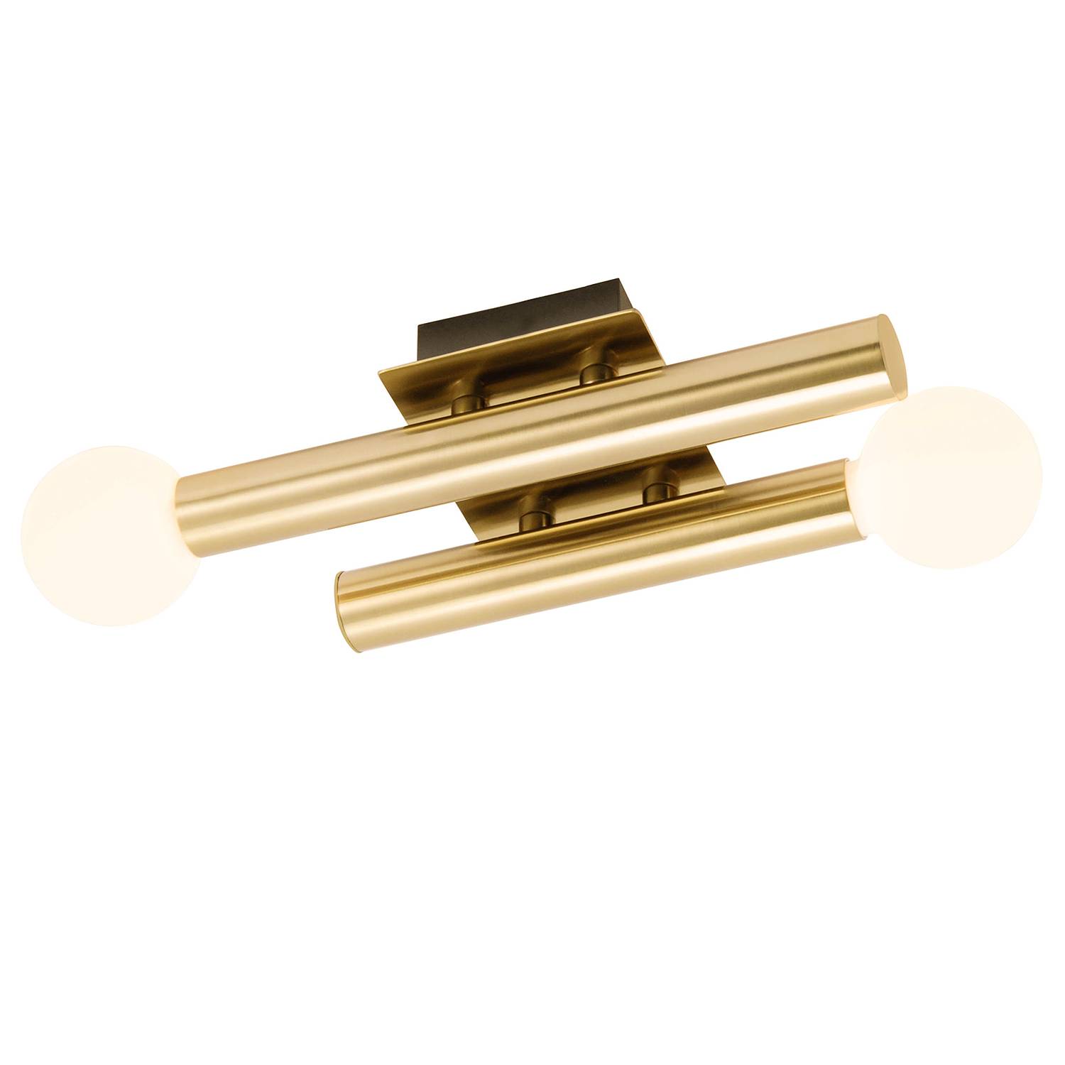 Wall lamp Lucky II frosted glass steel 2-flame gold