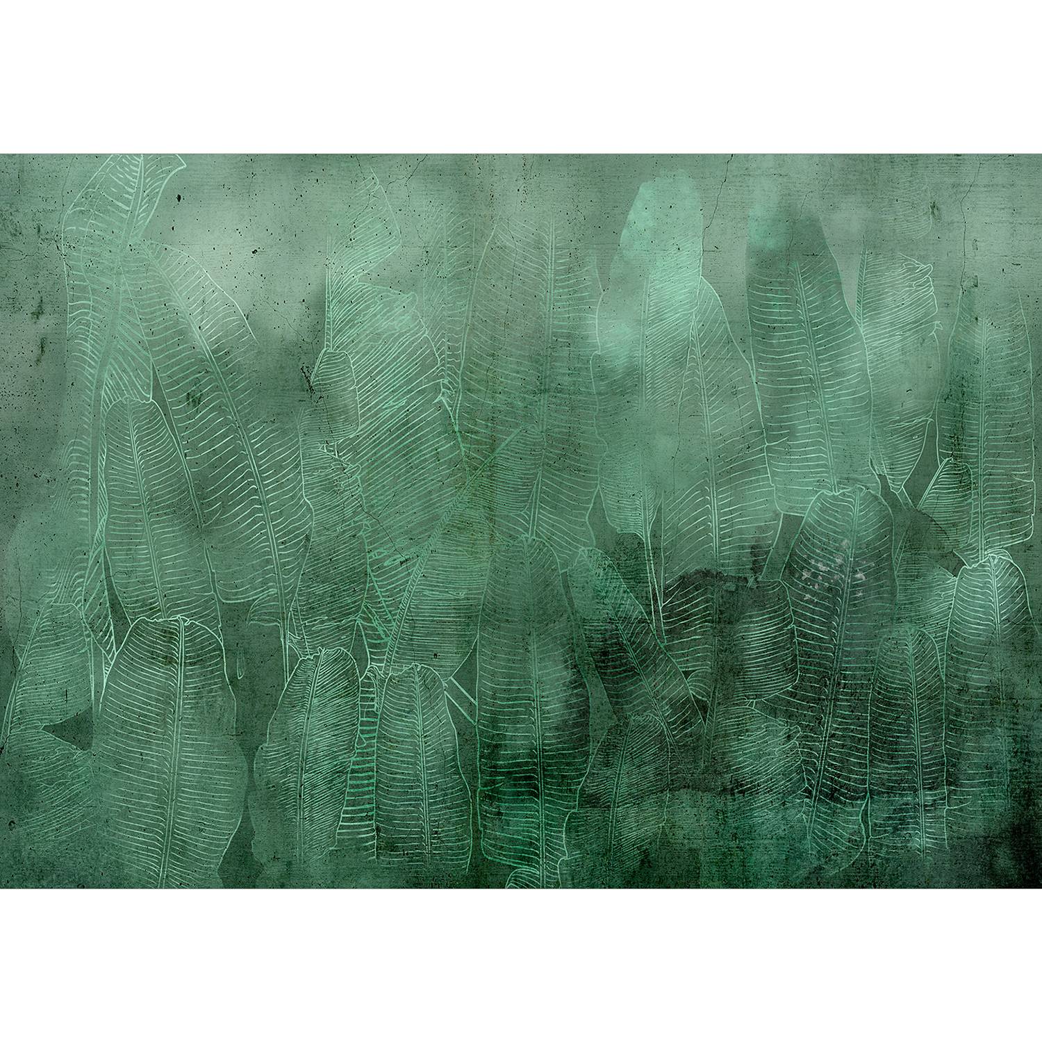 Non-woven wallpaper Banana Leaves Green