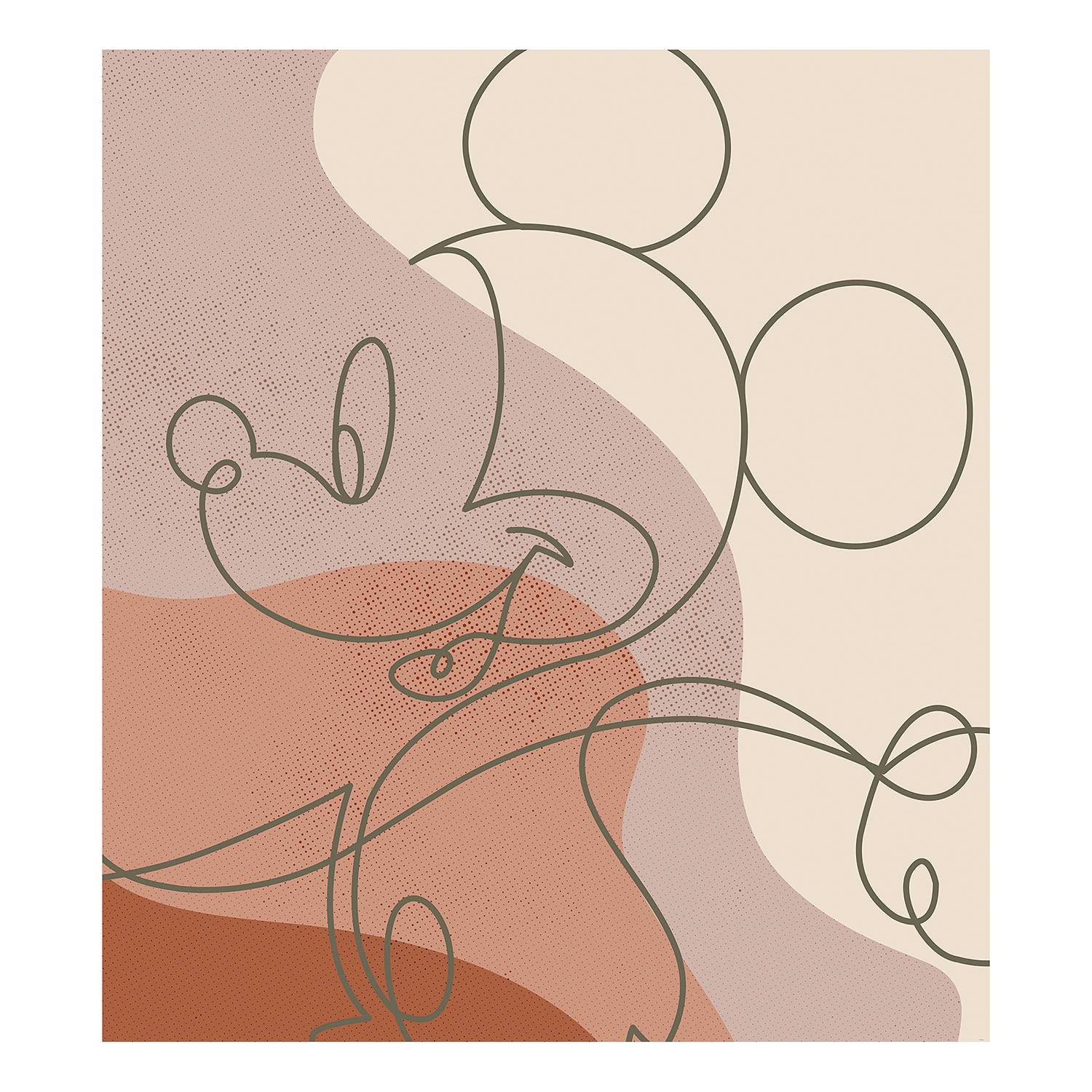 Wallpaper Mickey Line Drawing Multicolor