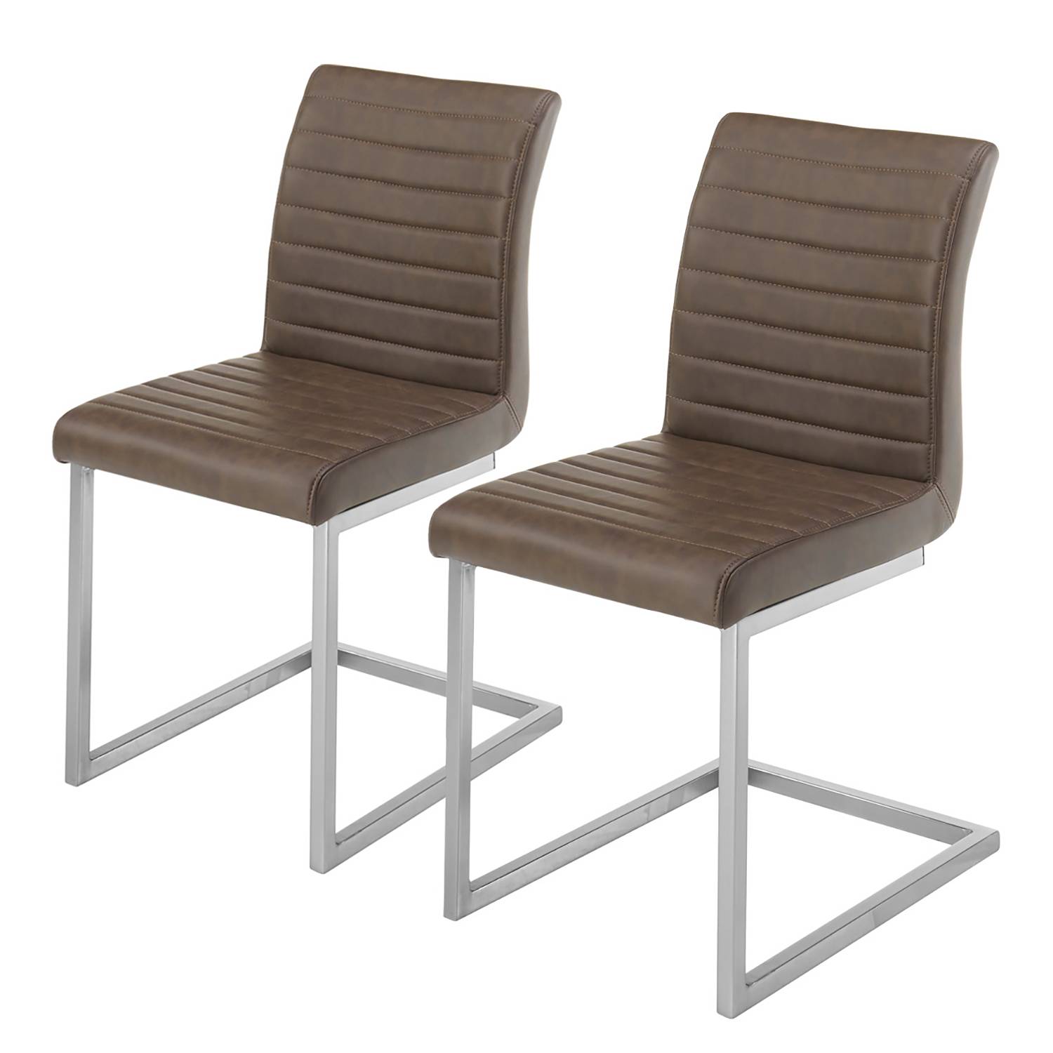 2x Freischwinger Finga I Faux Leather Brown