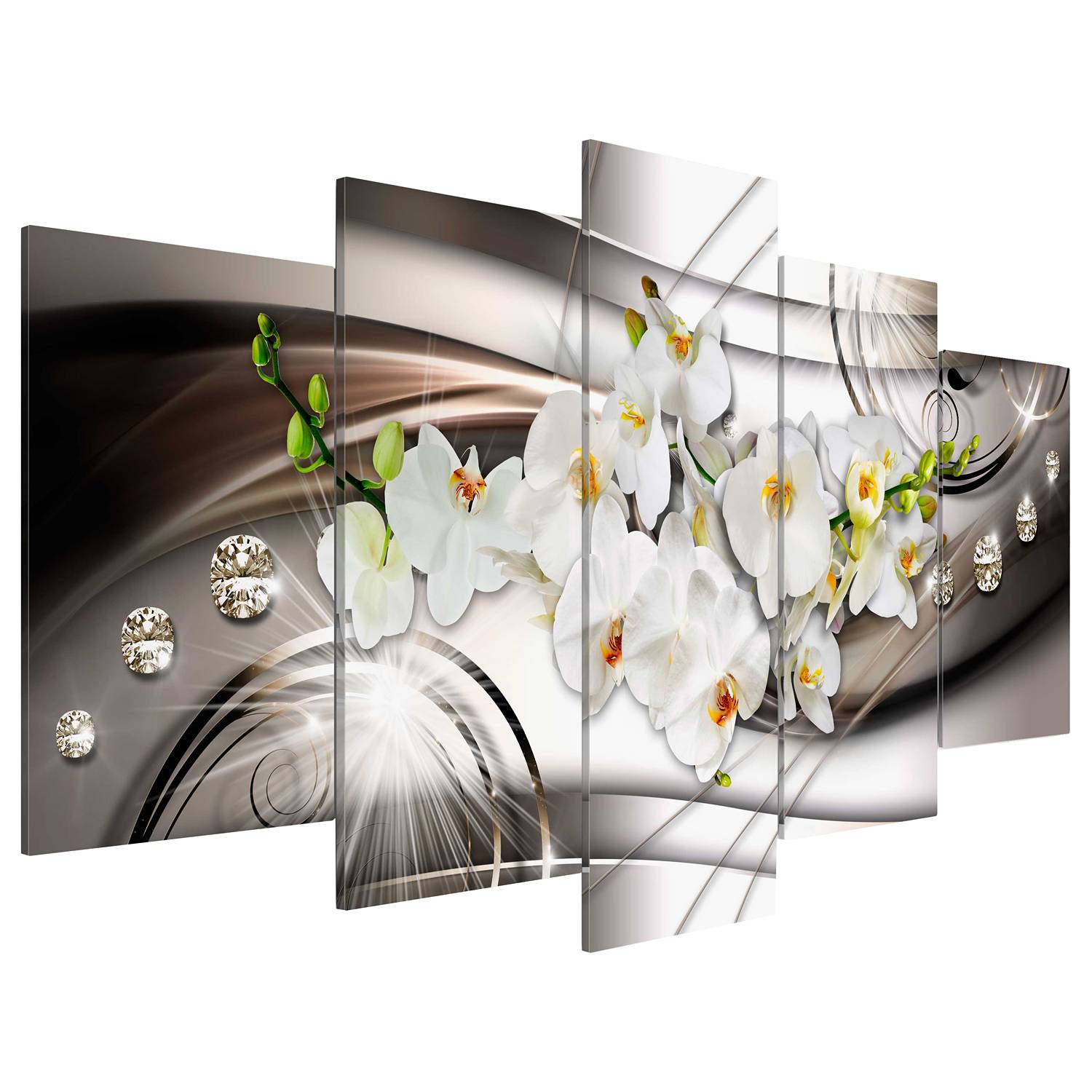Bild Orchid with Diamonds Leinen Mehrfarbig 200 x 100 cm