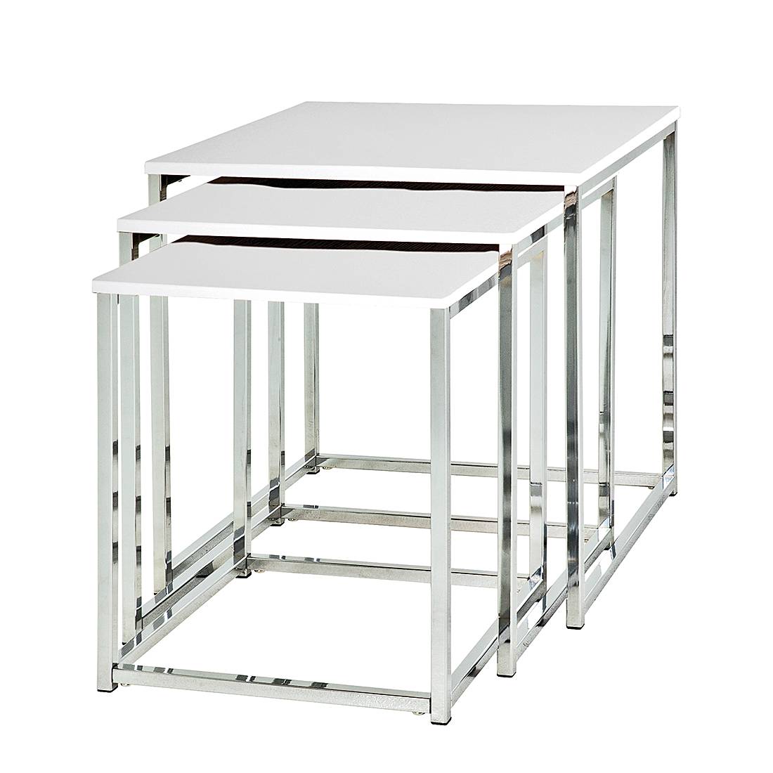 3x Side table Robby chrome high gloss white