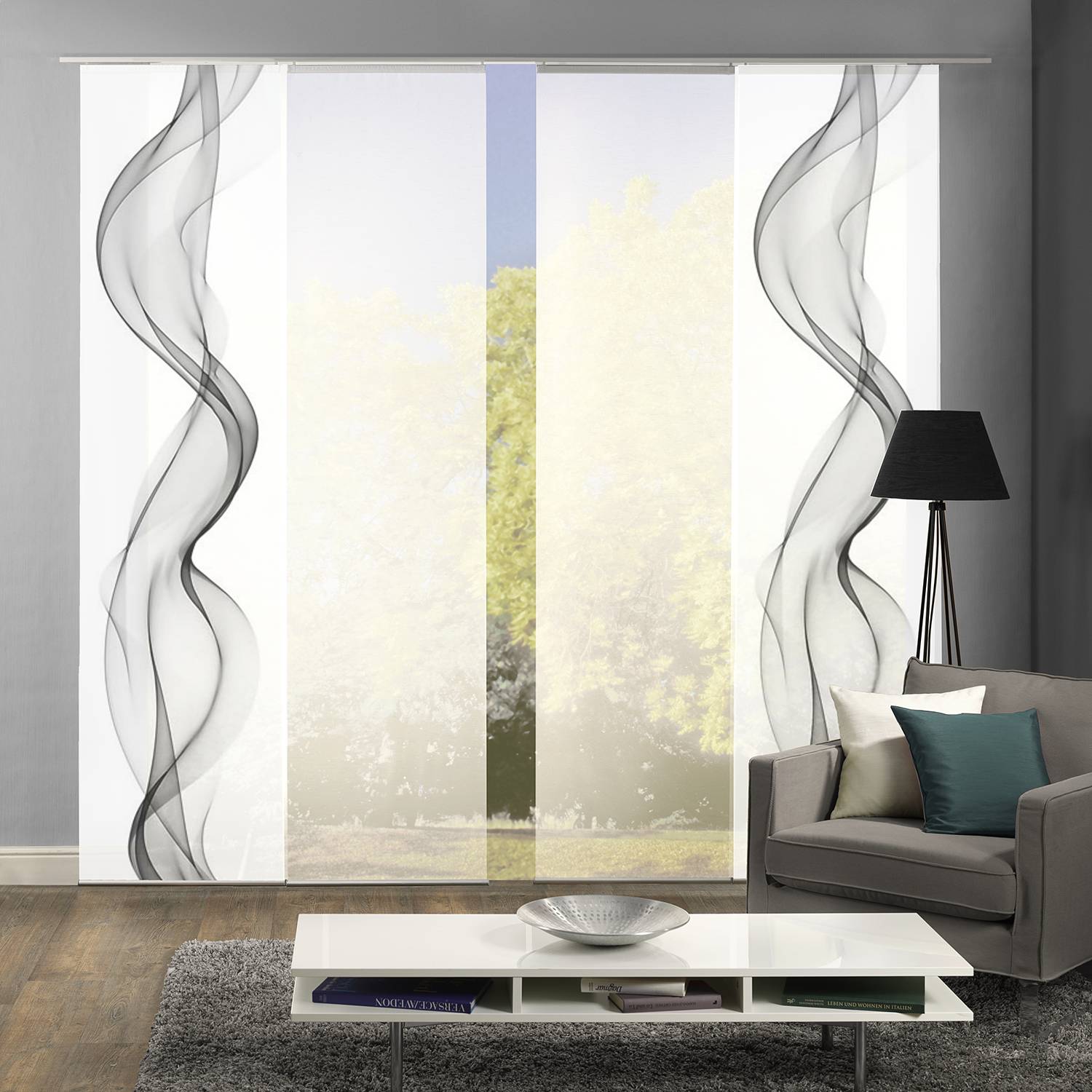 Sliding curtain Alberta I Gray Textile