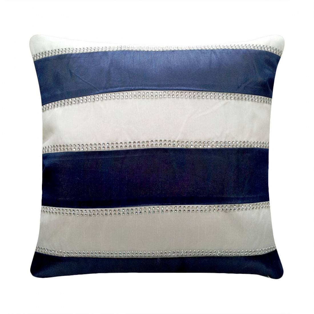 Kissenbezug Streifen Blau Weiß Textil 45 x 45 cm