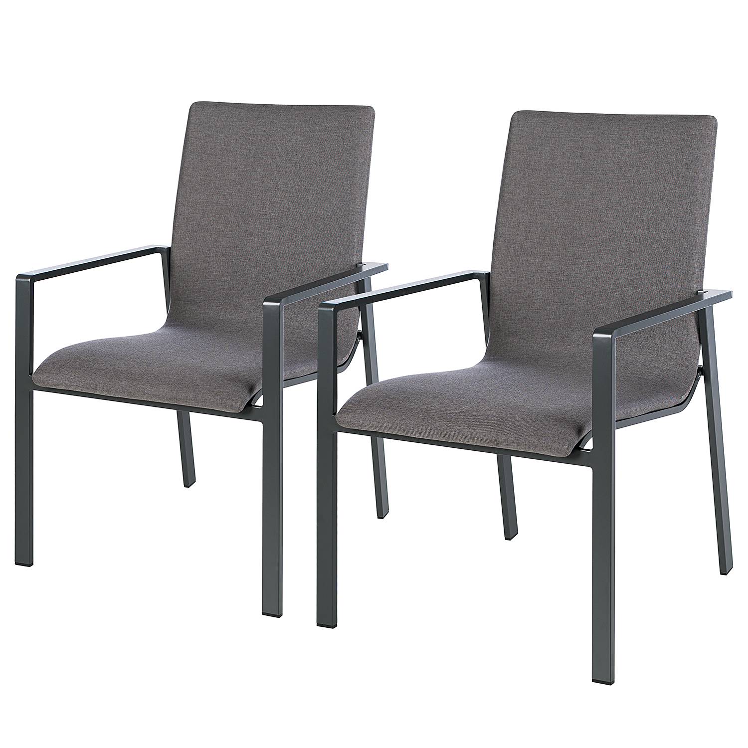 2x Gartenstuhl Kasama Webstoff Aluminium Grau