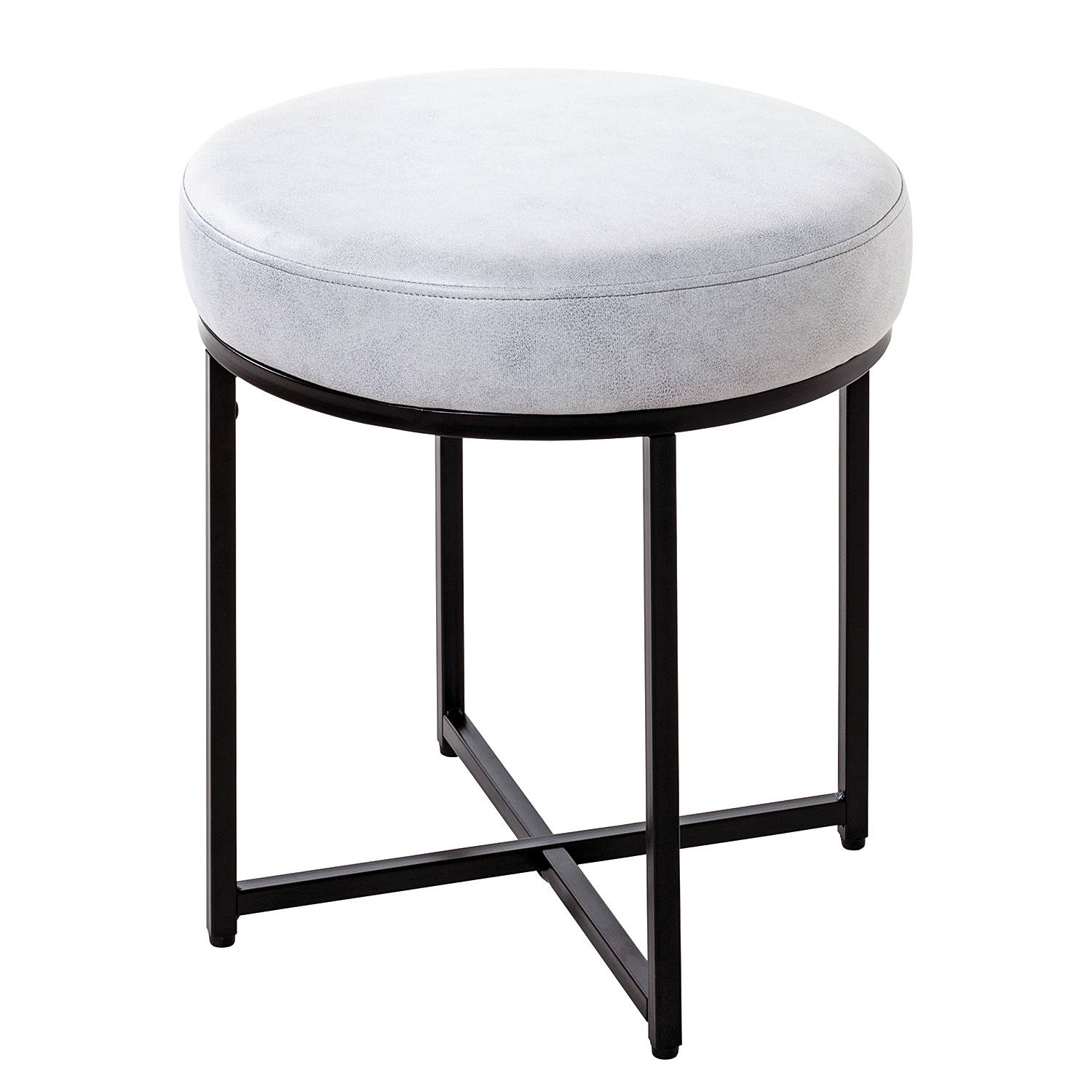 Stool Tilbrook Faux Leather Metal Light Grey
